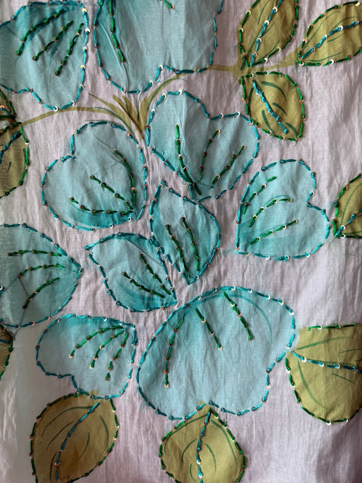 Floral Hand Painted mul cotton Unstitched suit