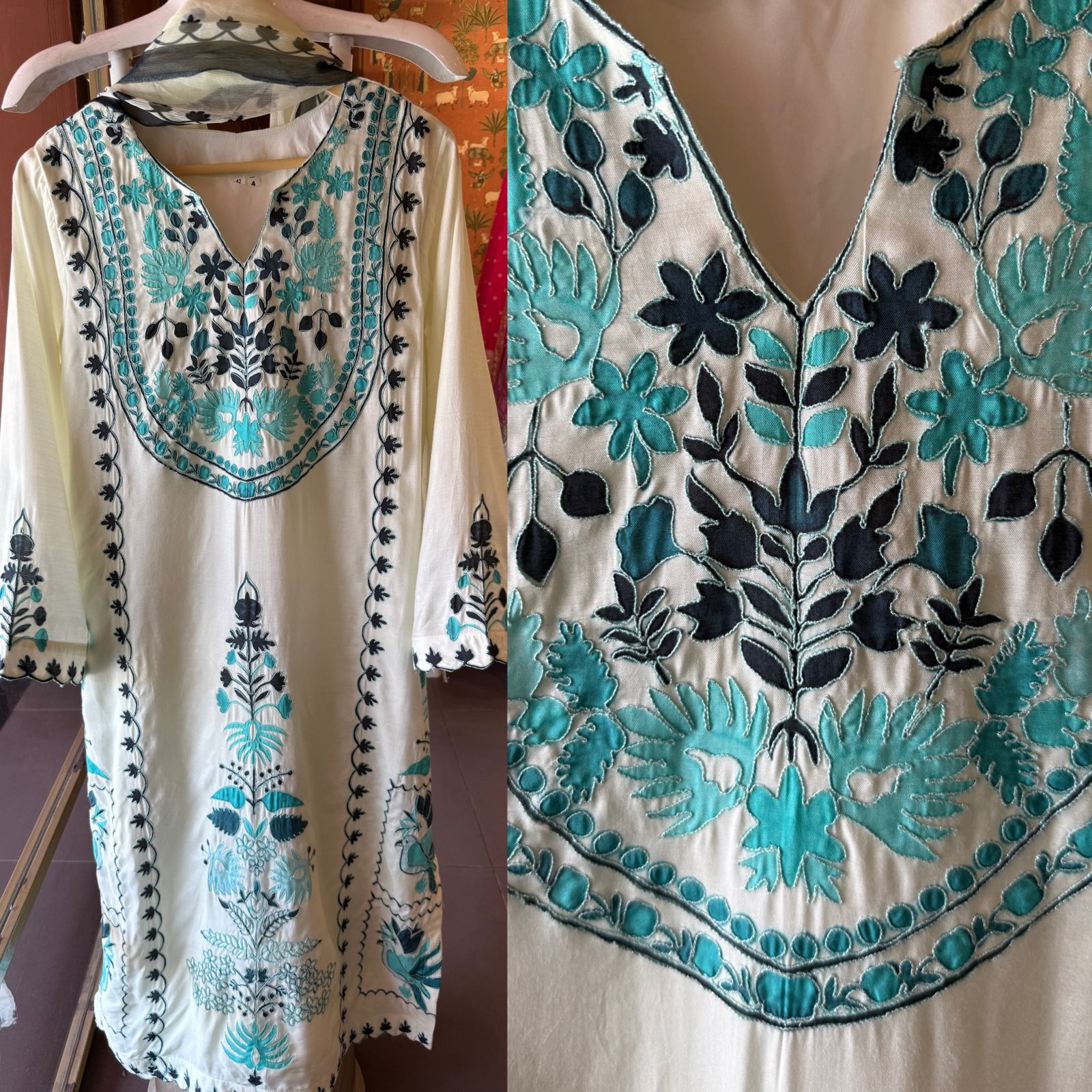 Pakistani inspired Embroidered Kurta set