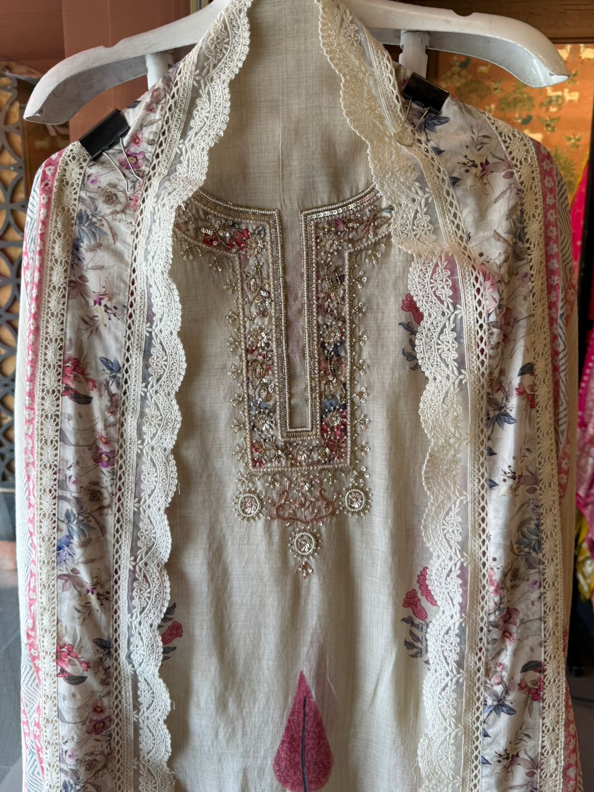 Graceful ivory-toned suit