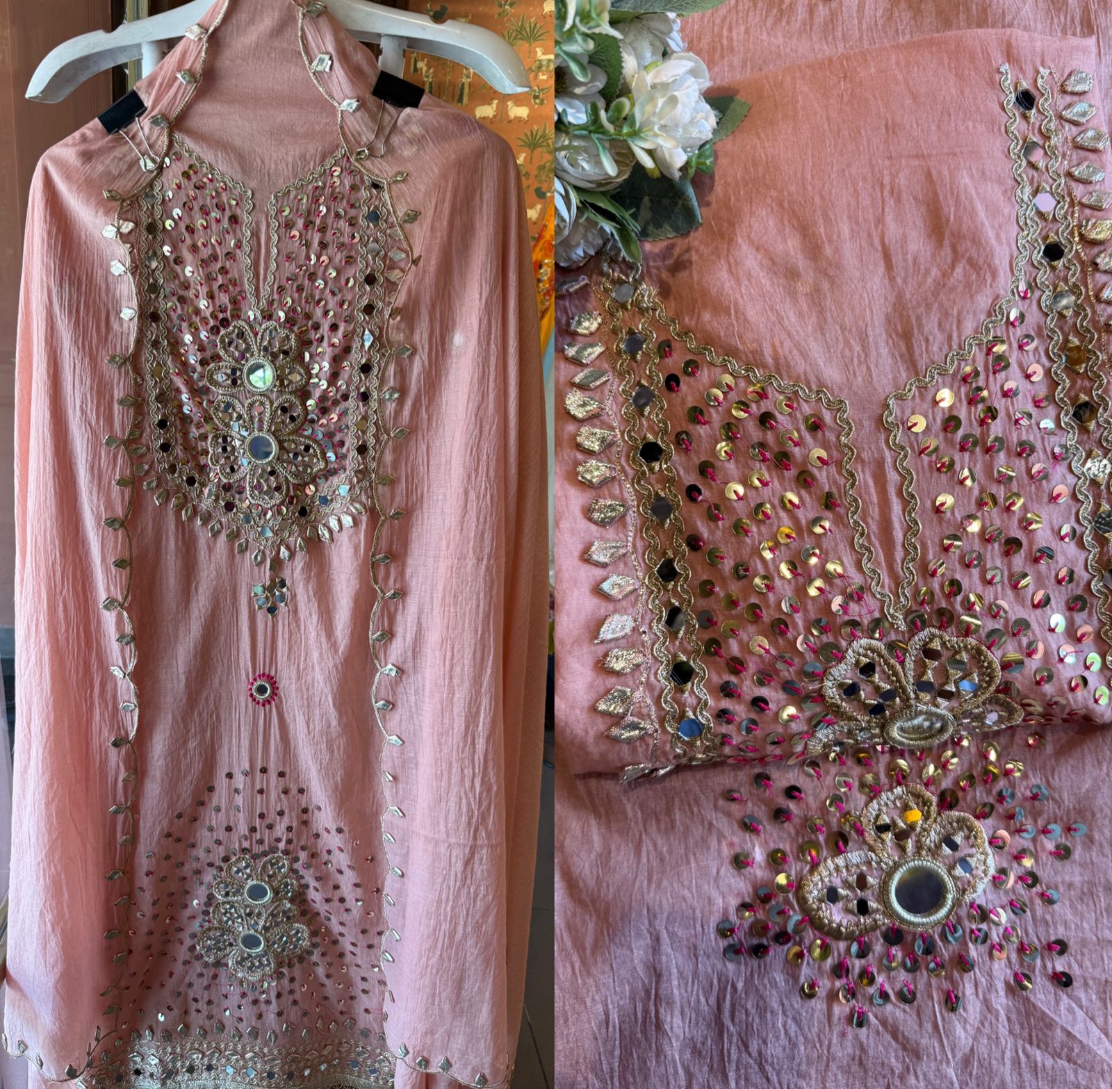 Heavily embellished traditional suit