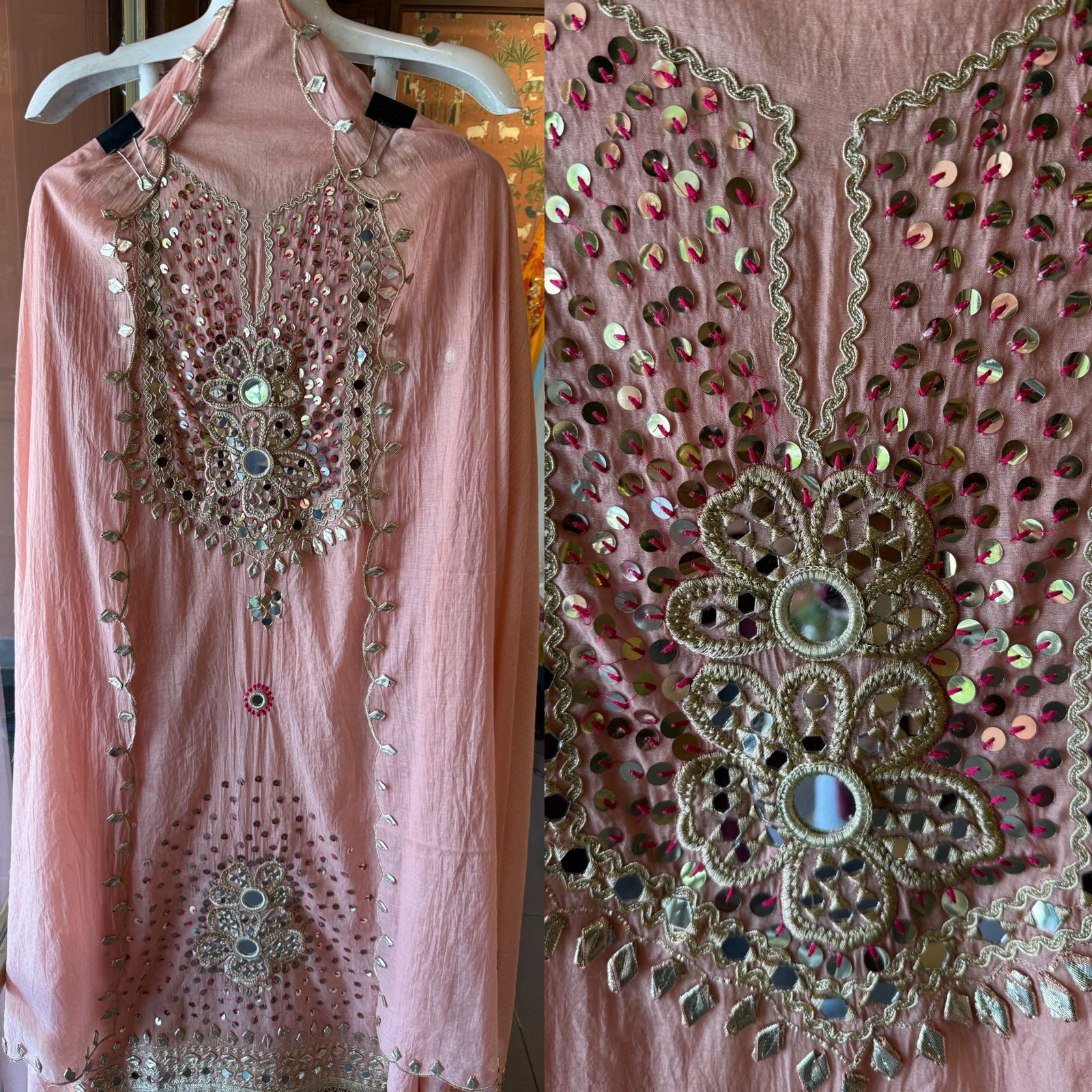 Heavily embellished traditional suit