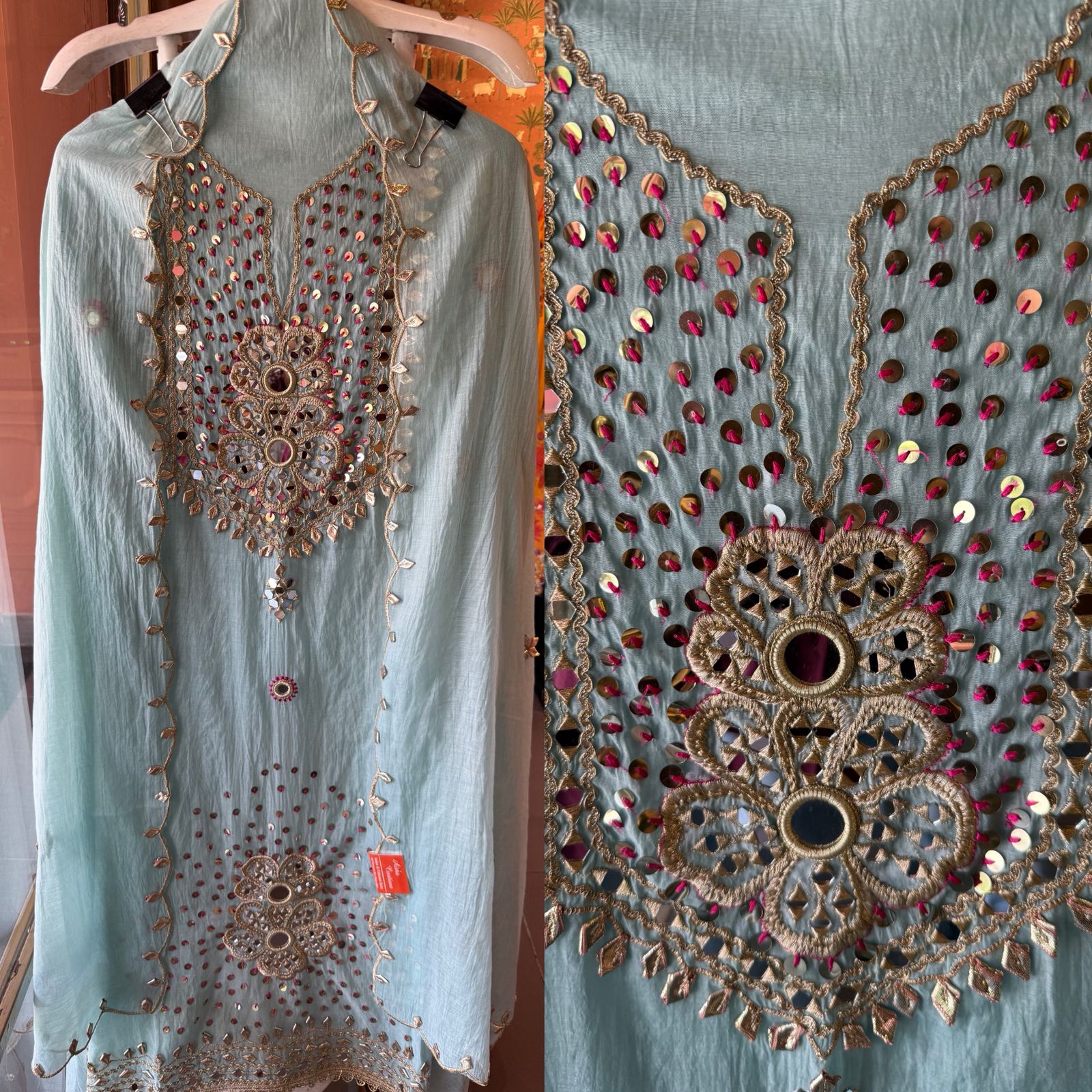 Heavily embellished traditional suit