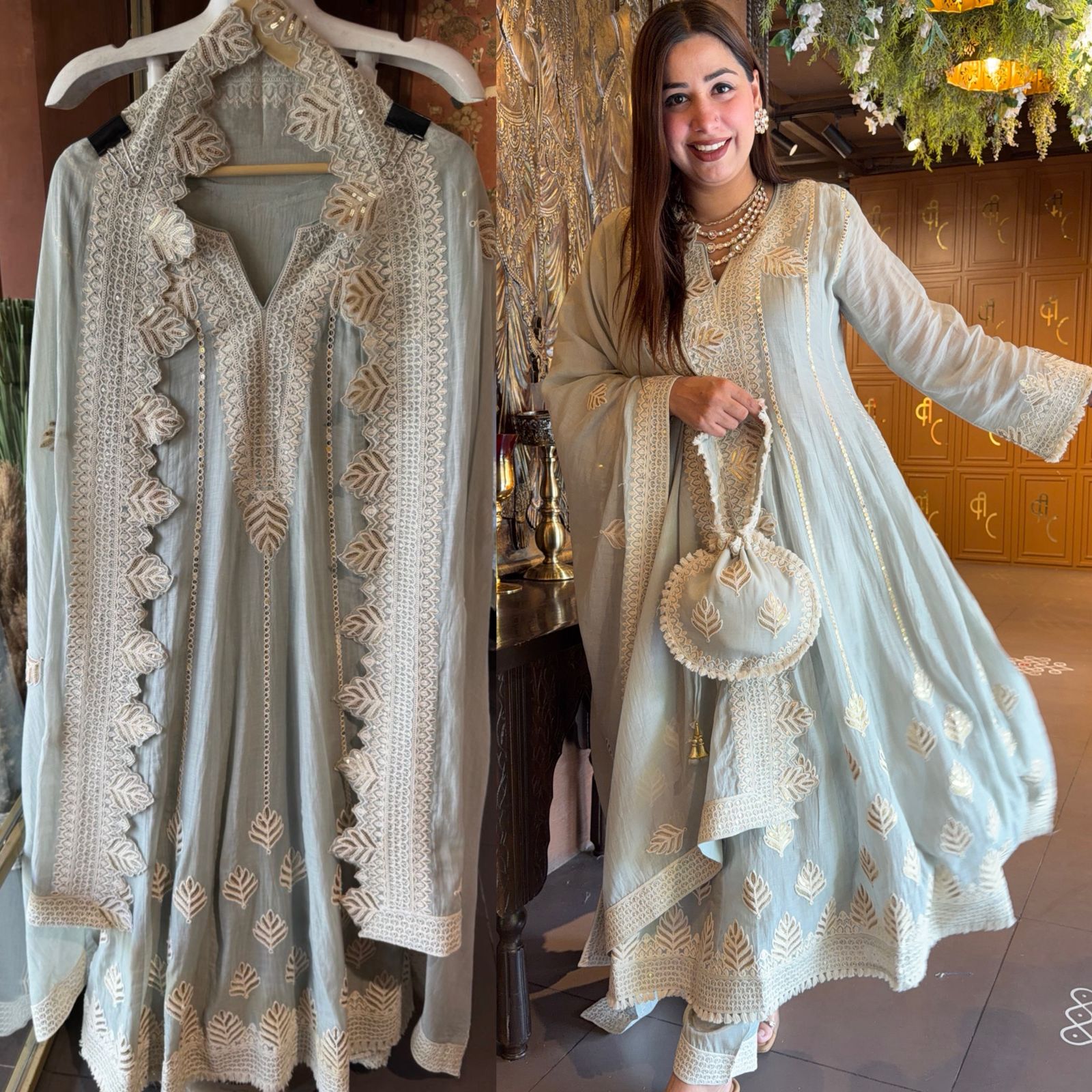 EMBROIDERED MUL COTTON ANARKALI