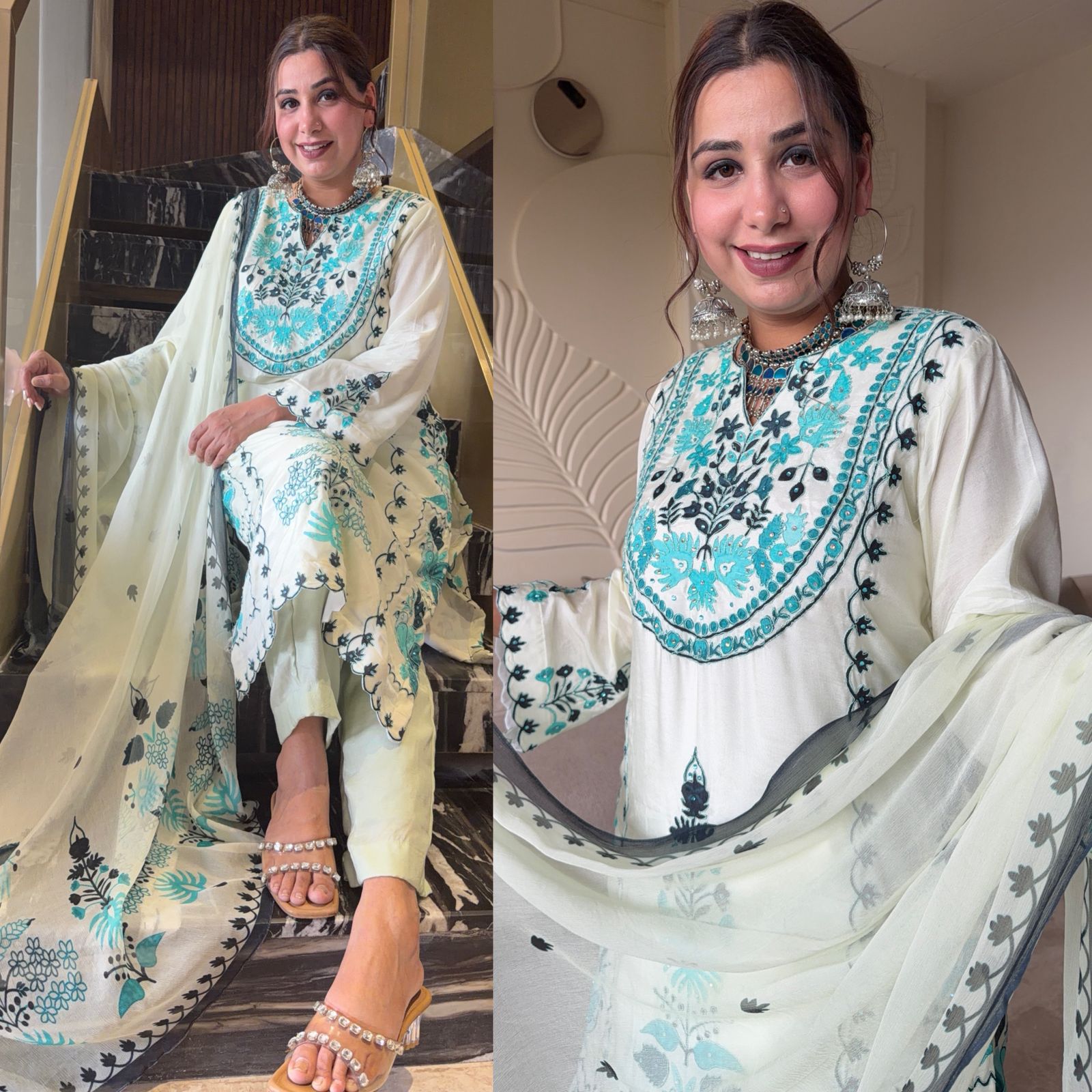 Pakistani inspired Embroidered Kurta set