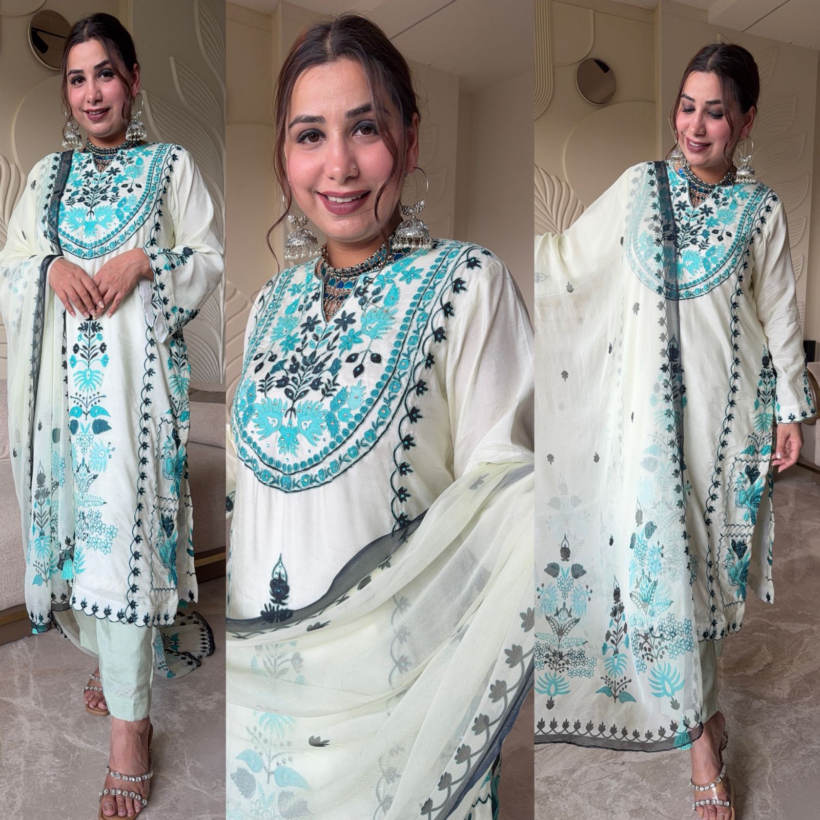 Pakistani inspired Embroidered Kurta set