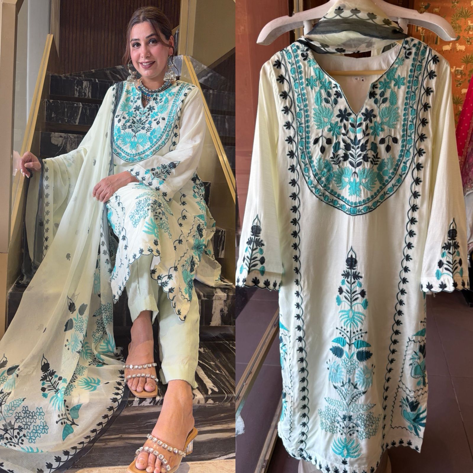 Pakistani inspired Embroidered Kurta set