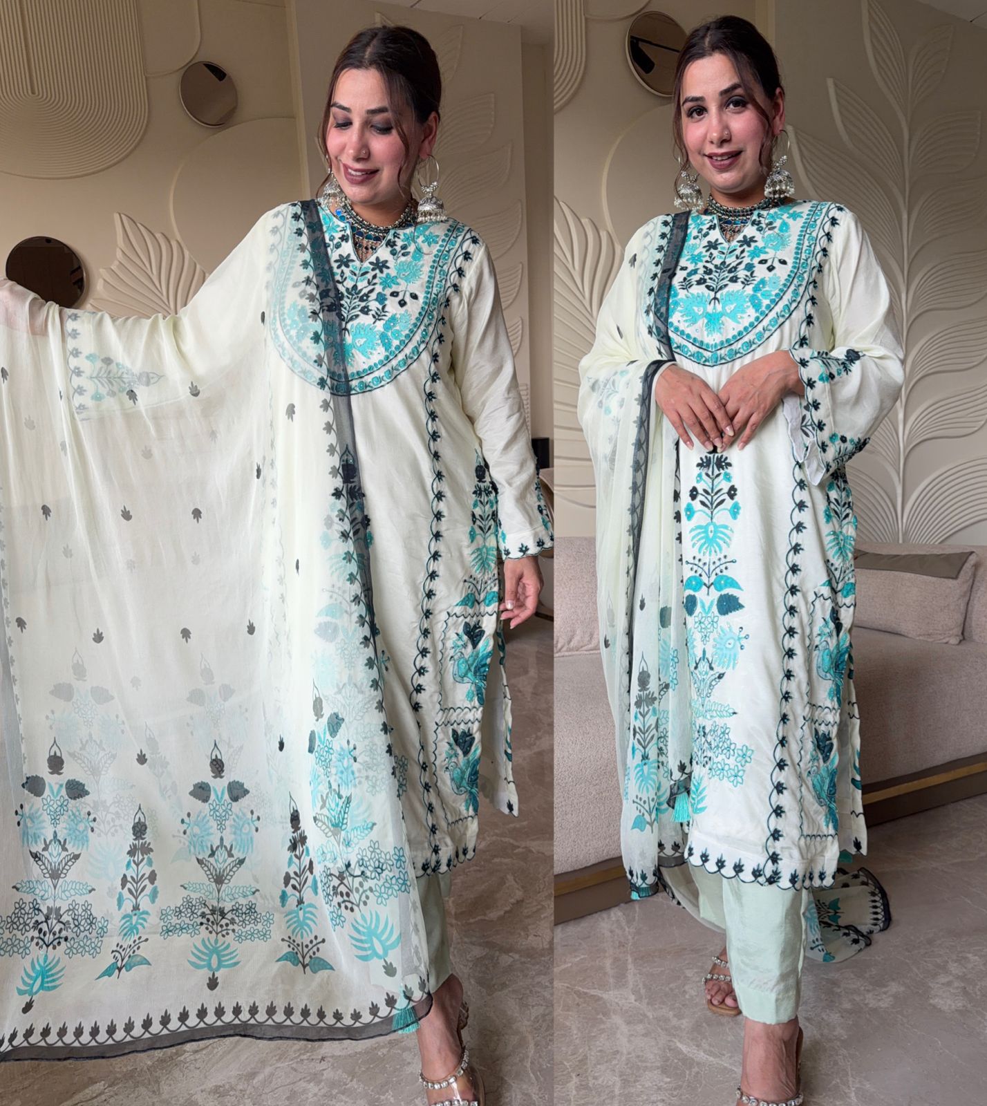 Pakistani inspired Embroidered Kurta set