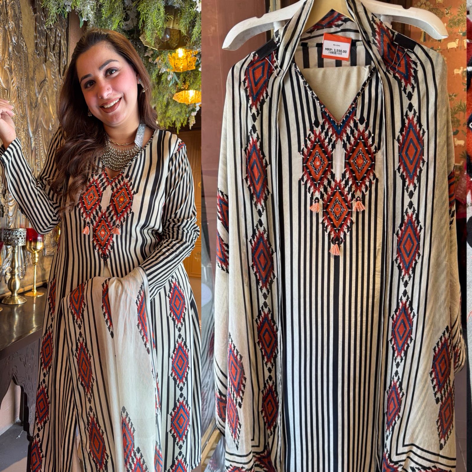 STRIPED AZTEC PRINT SUIT