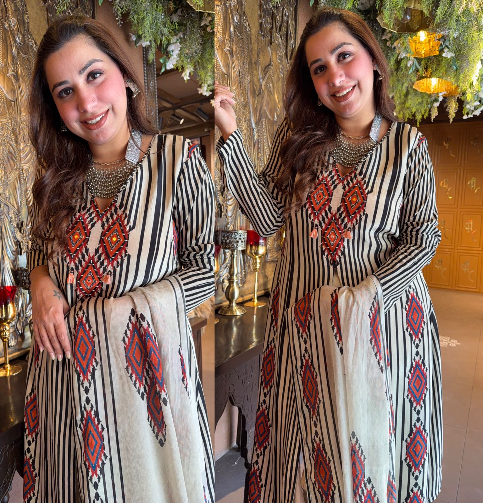 STRIPED AZTEC PRINT SUIT