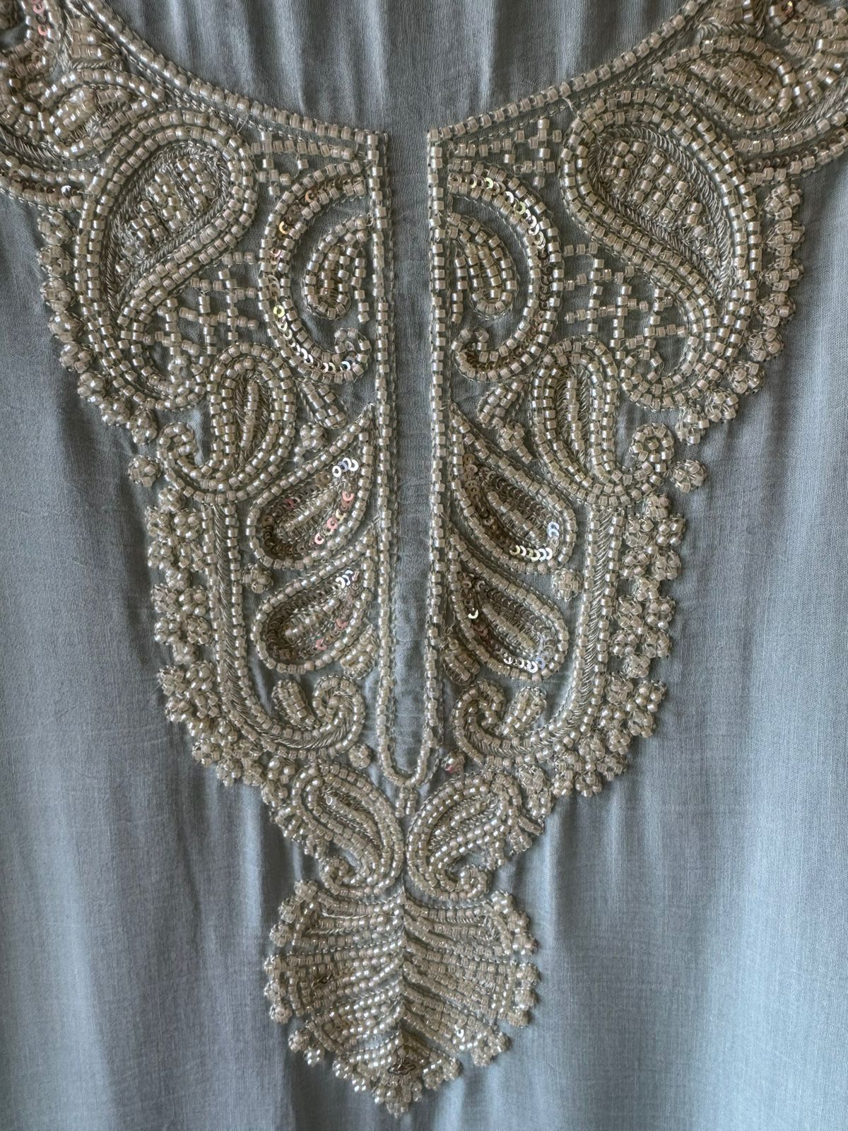 Bead Embroidered Suit Set with Dupatta and bottoms