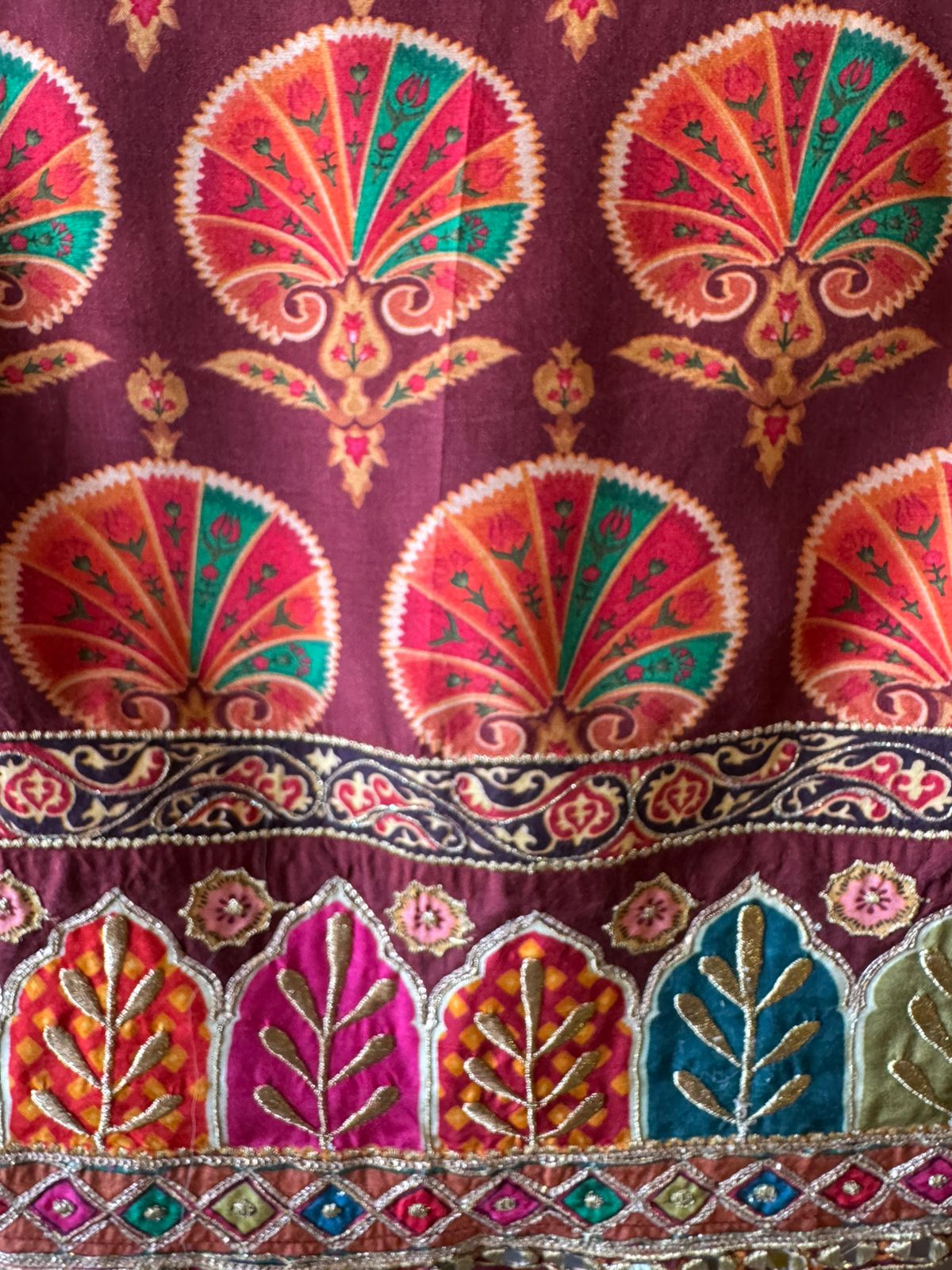 Maroon Heritage Printed Suit set