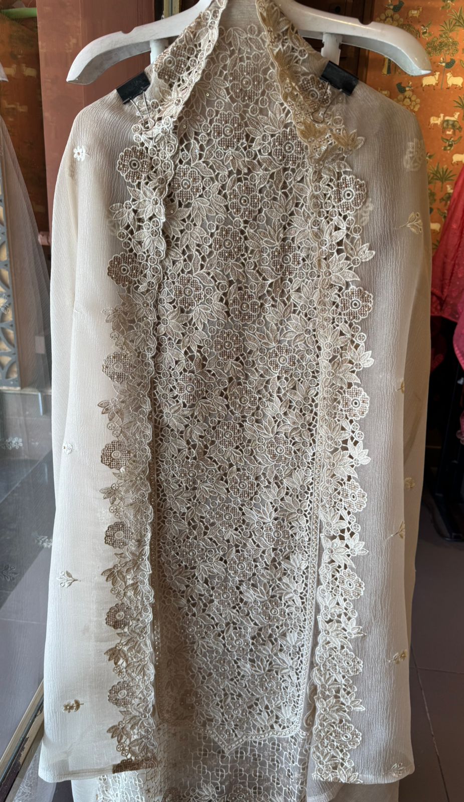 Embroidered Cutwork Statement Unstitched Suit Set