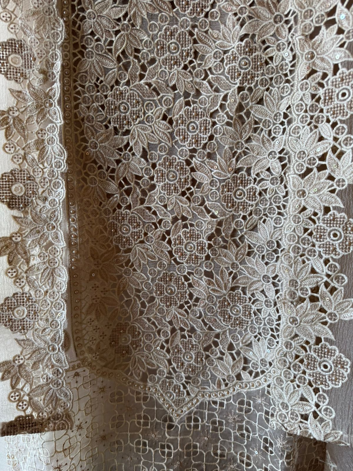 Embroidered Cutwork Statement Unstitched Suit Set