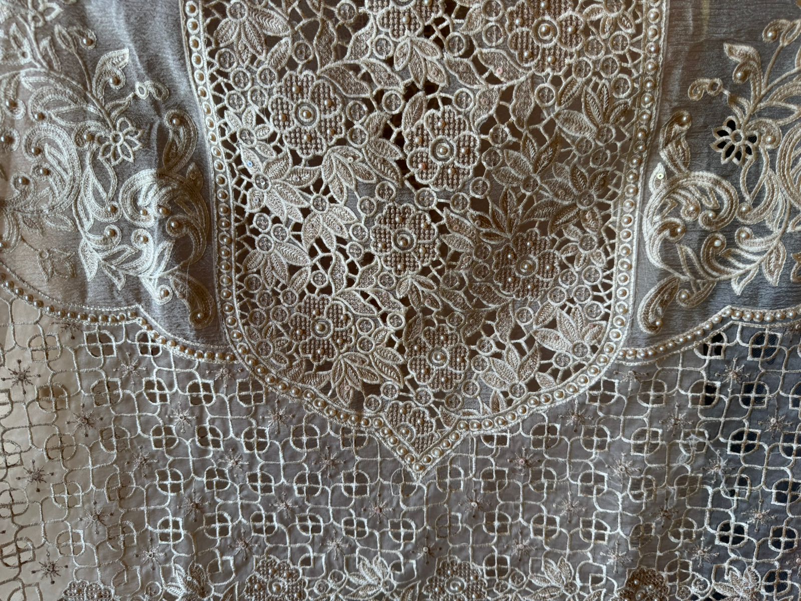 Embroidered Cutwork Statement Unstitched Suit Set