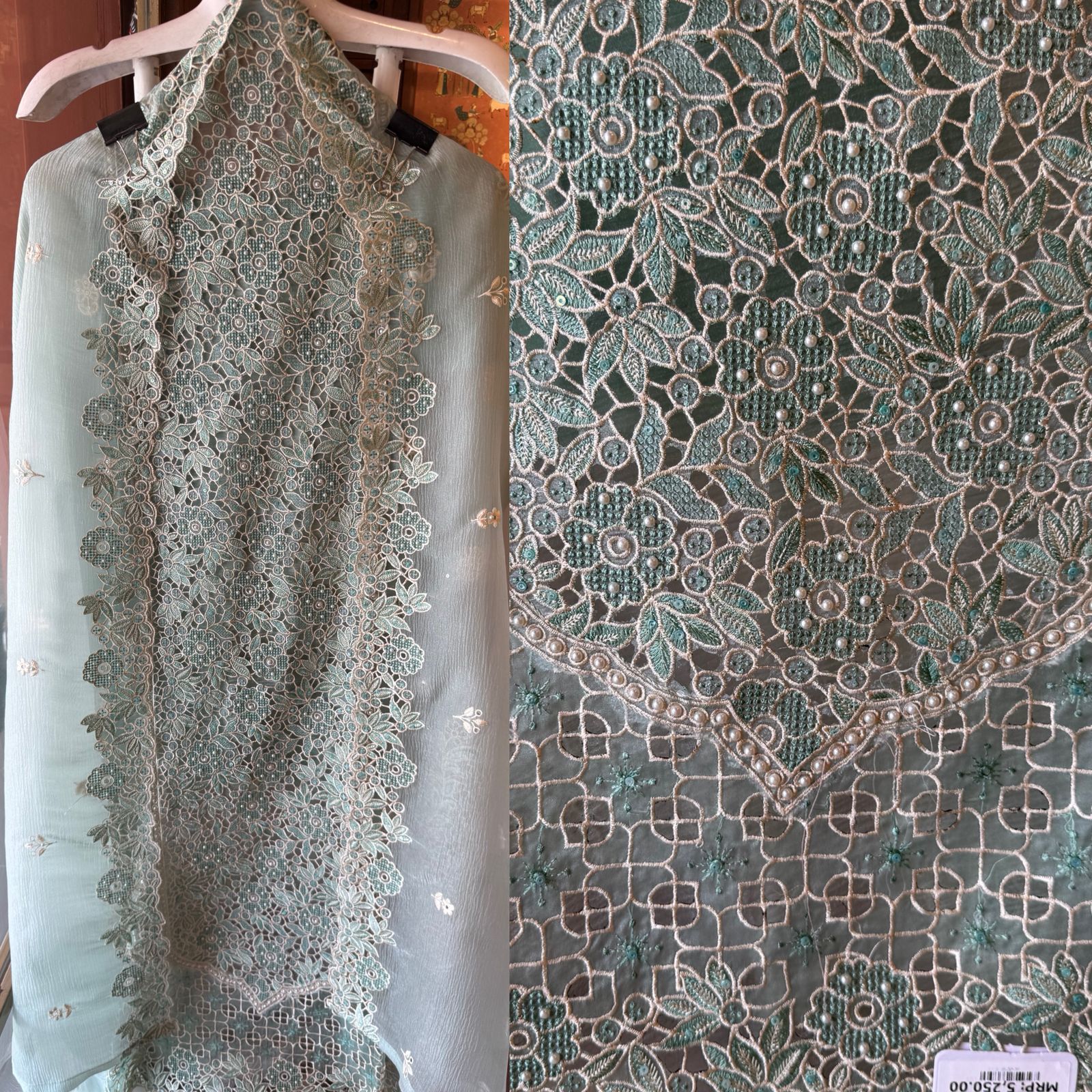 Embroidered Cutwork Statement Unstitched Suit Set