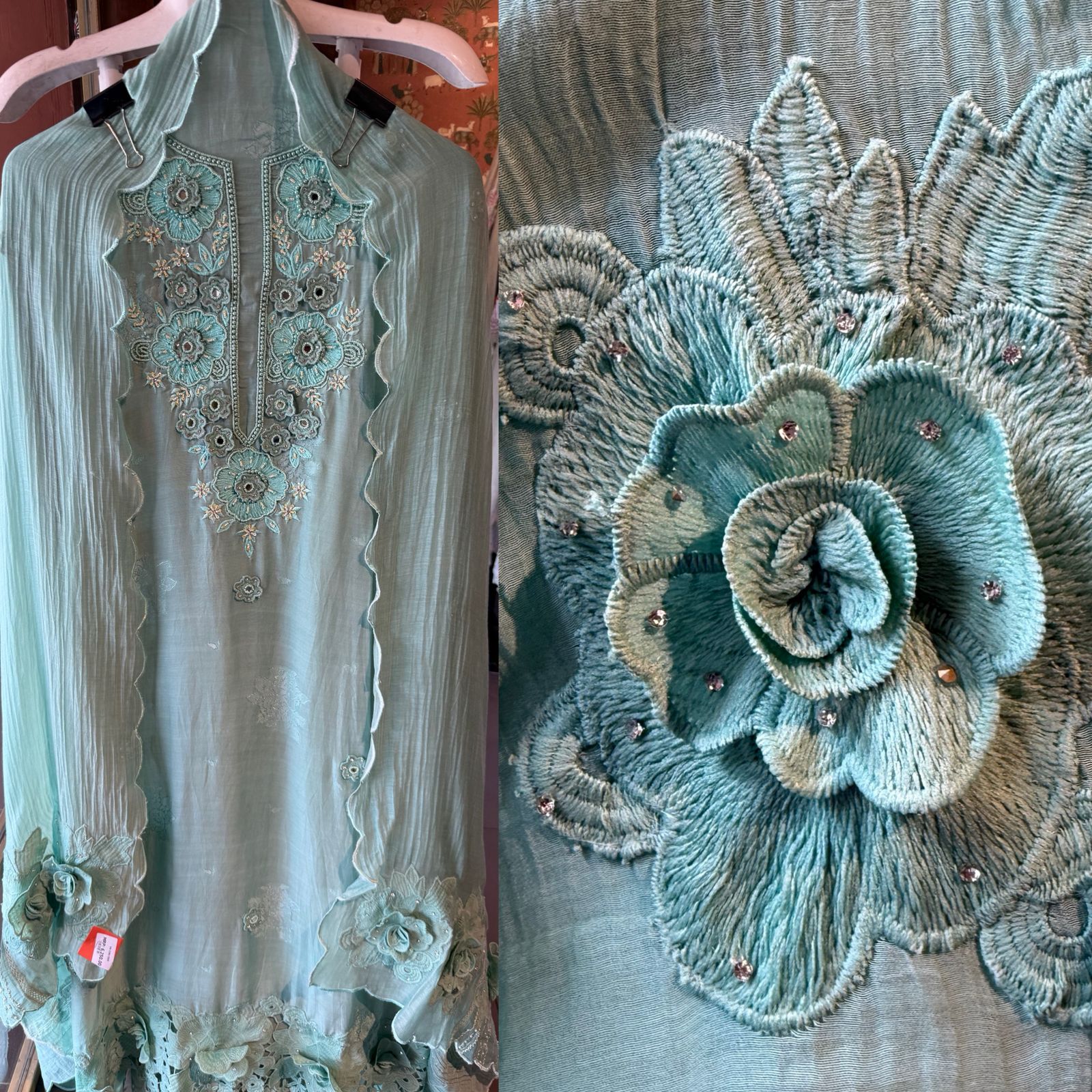 Floral Embroidered Suit Set For Summers