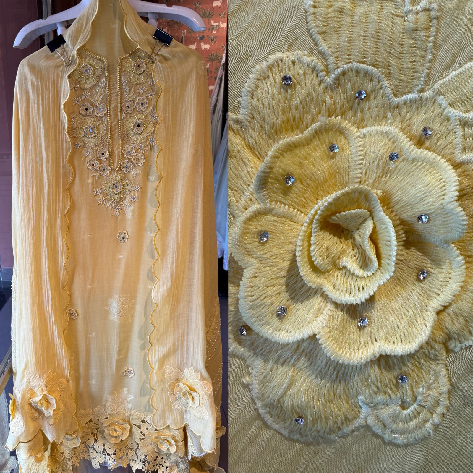 Floral Embroidered Suit Set For Summers