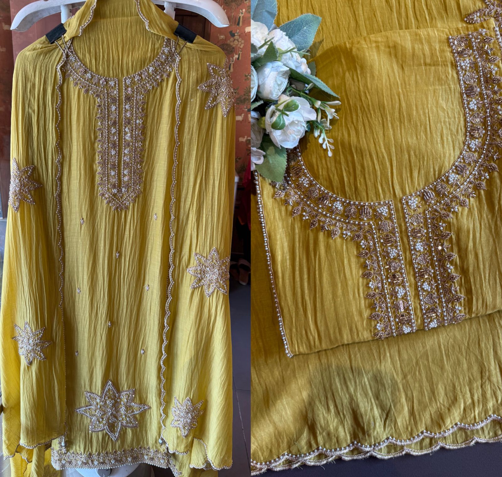 Lightweight crinkled Mul cotton Suit