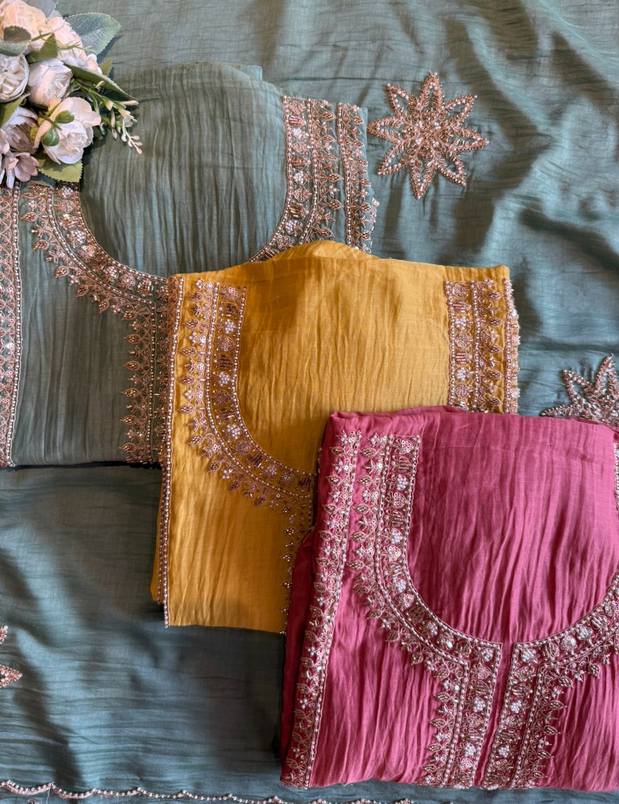 Lightweight crinkled Mul cotton Suit