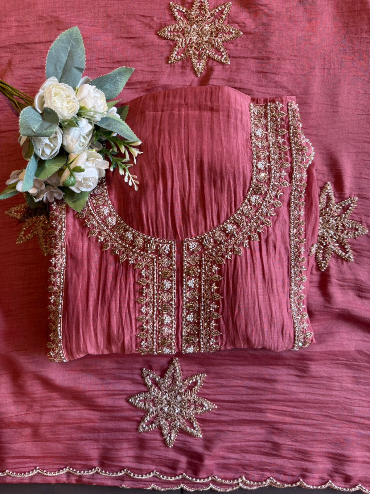 Lightweight crinkled Mul cotton Suit