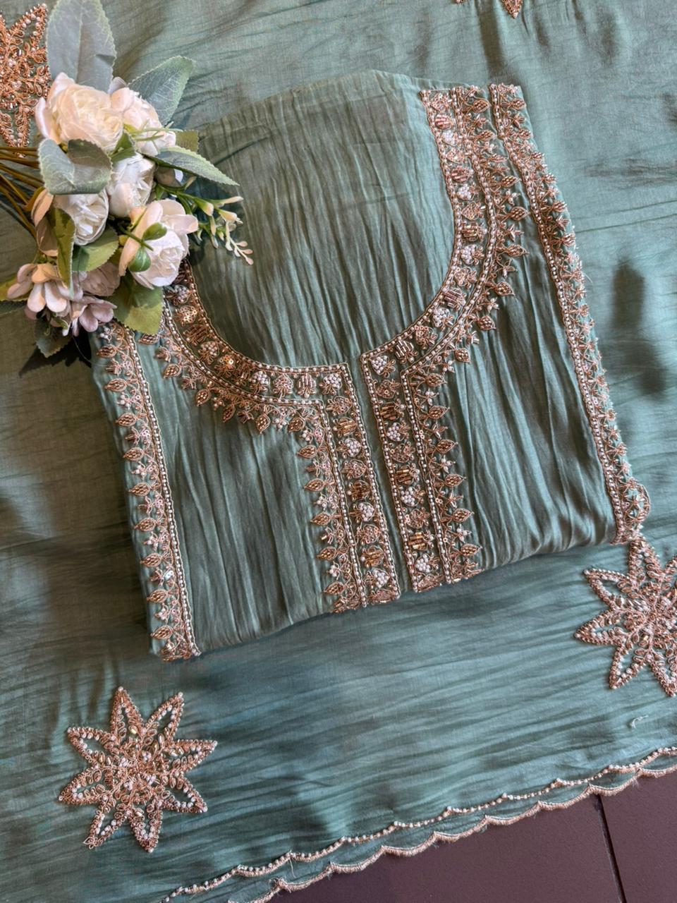 Lightweight crinkled Mul cotton Suit