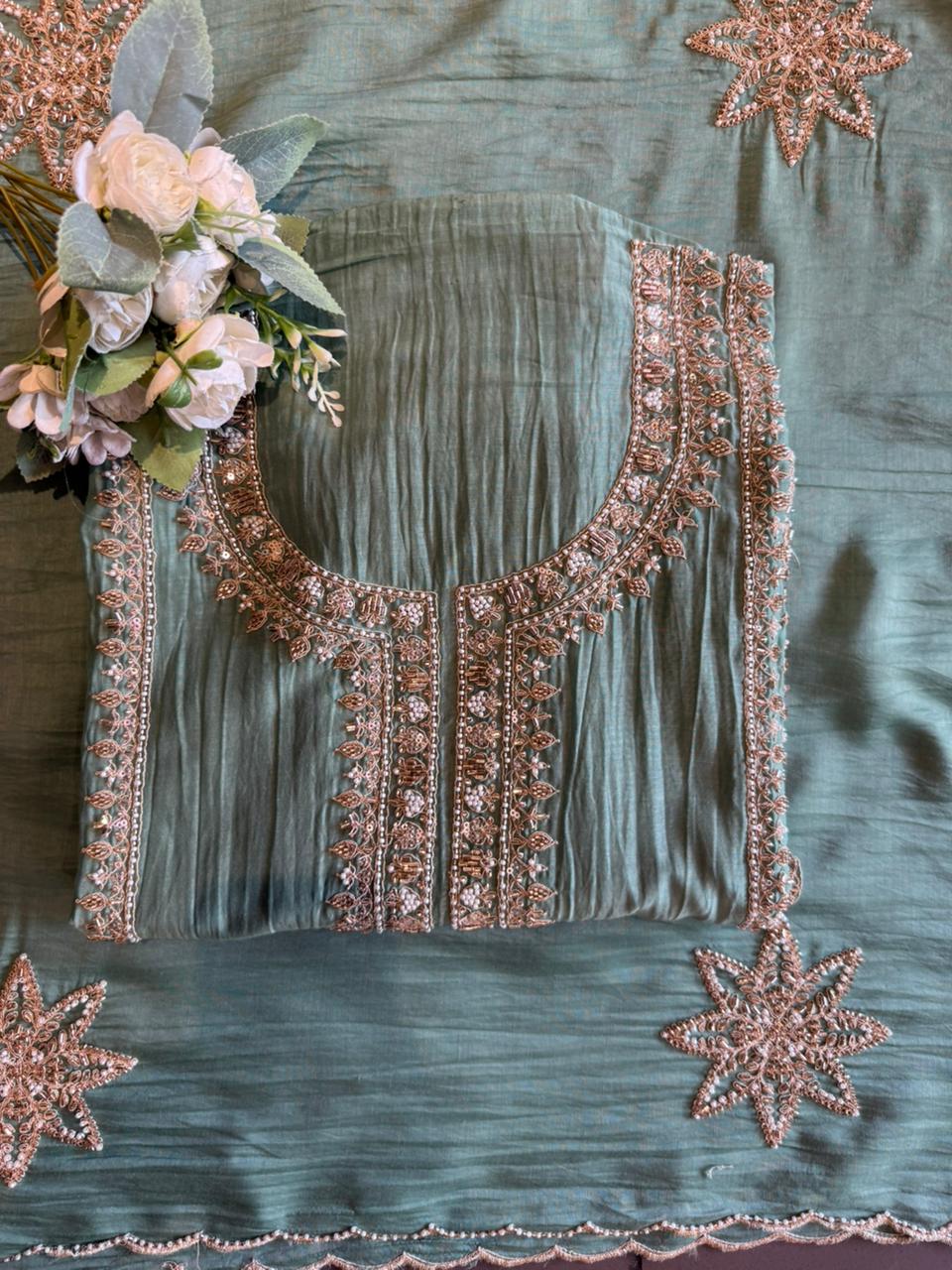 Lightweight crinkled Mul cotton Suit