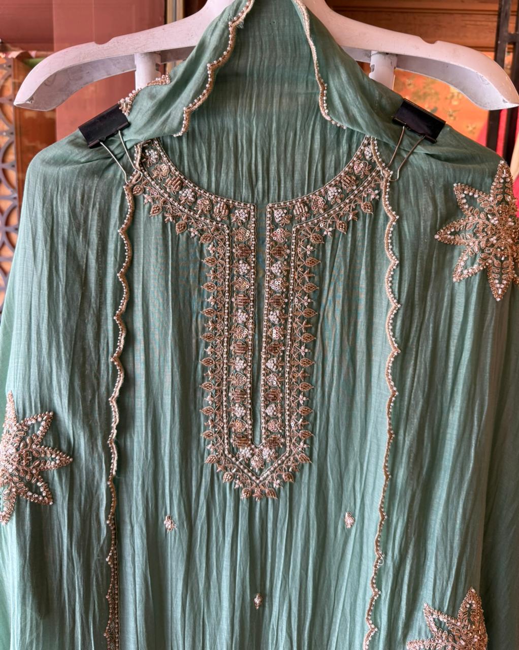 Lightweight crinkled Mul cotton Suit