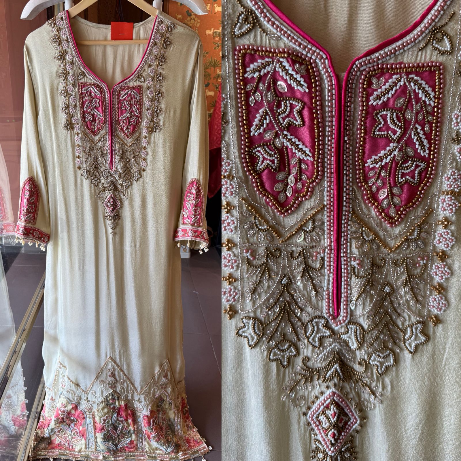 Ivory Hand-Embellished Long dress