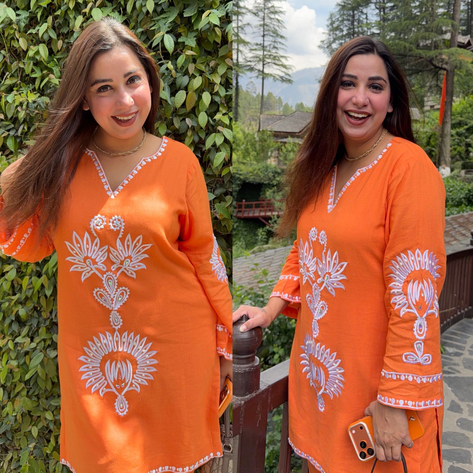Orange Embroidered COORD SET