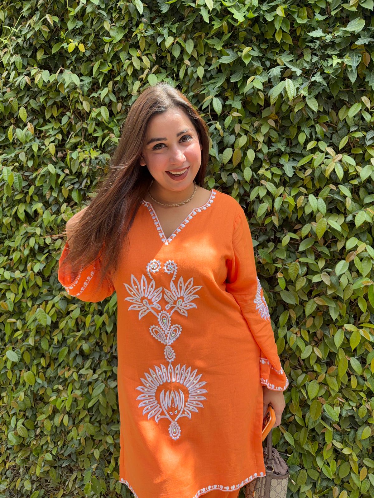 Orange Embroidered COORD SET