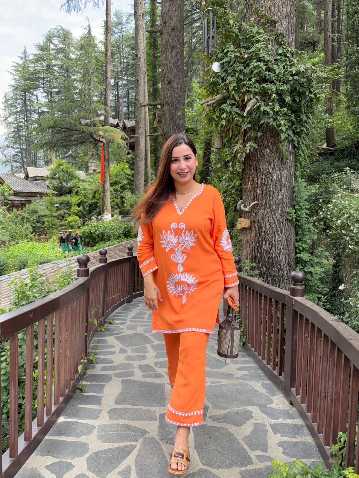 Orange Embroidered COORD SET