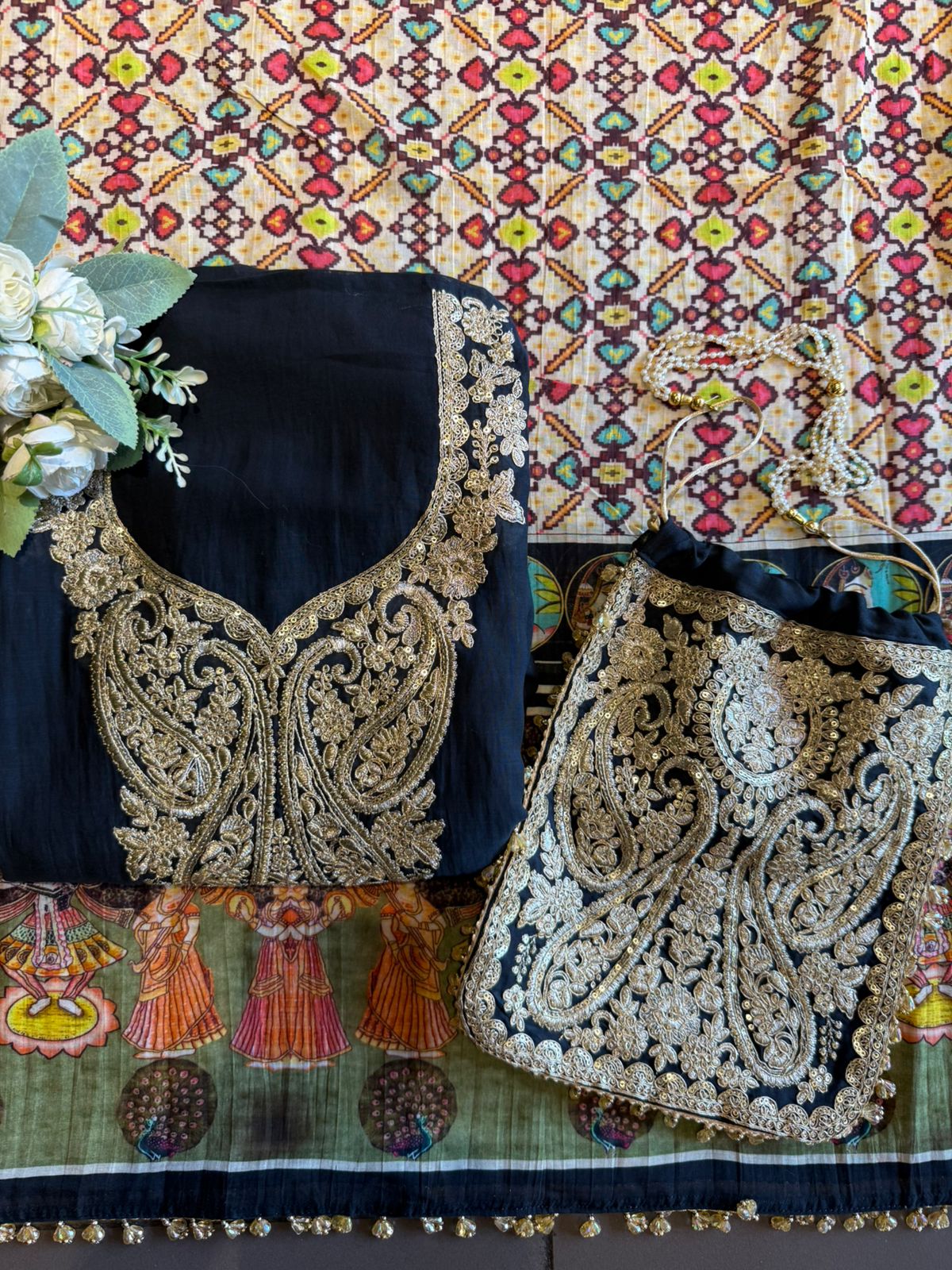 Mul cotton Embroidered Suit