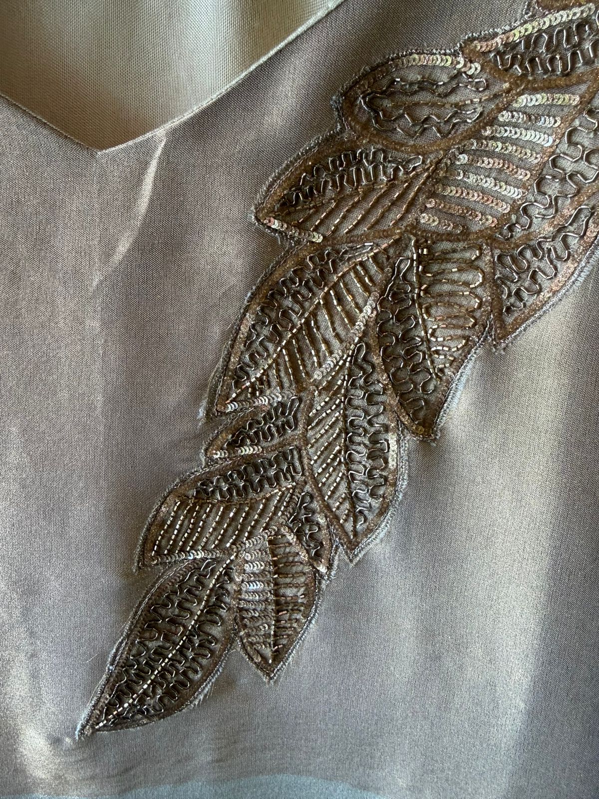 Hand Embroidered Leaf Motif Two Piece set
