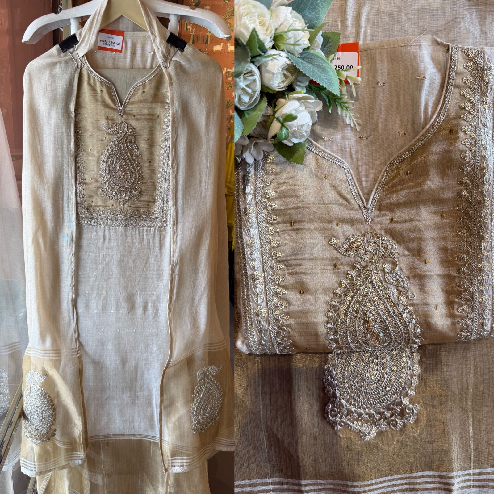 Ivory Mul cotton Kurta Set