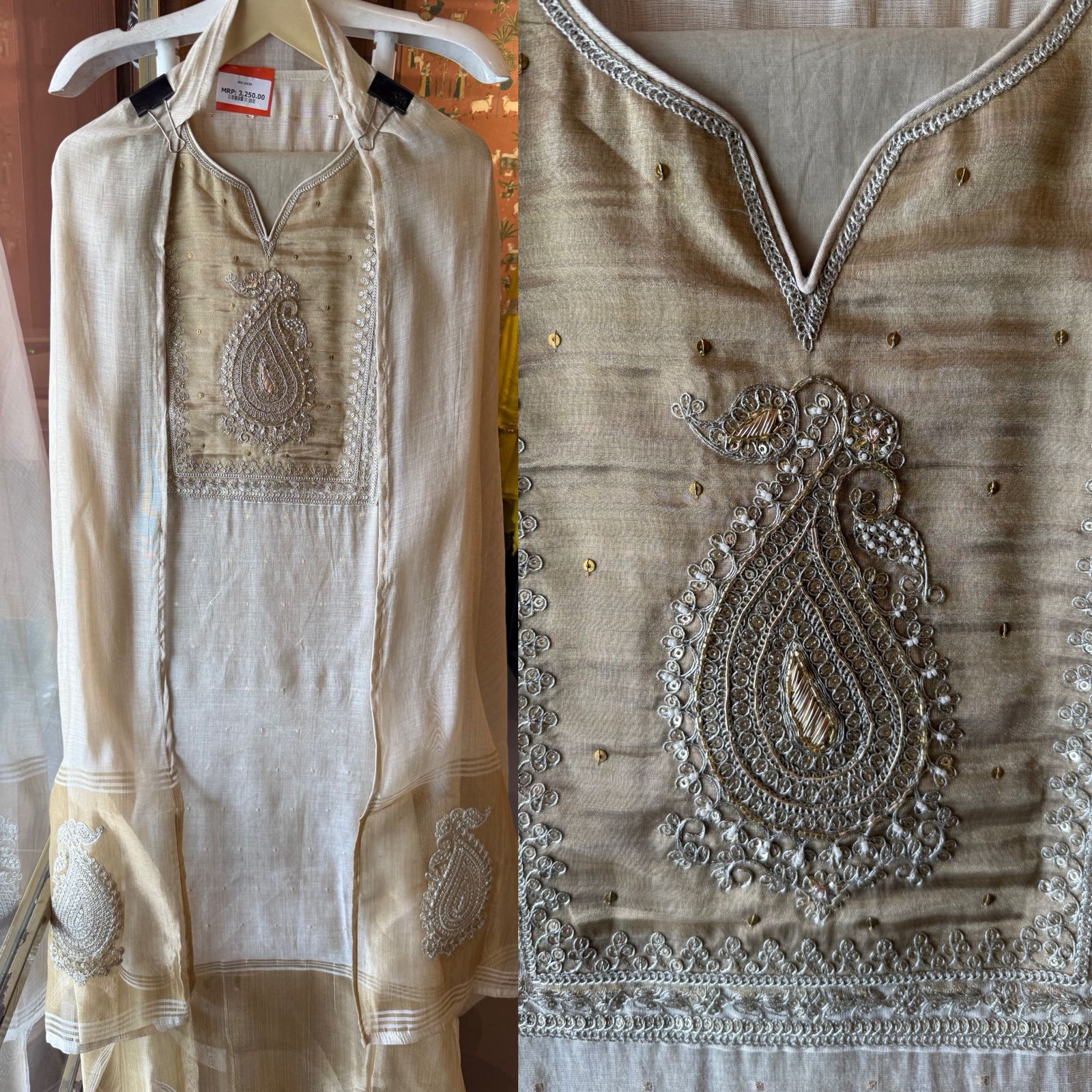 Ivory Mul cotton Kurta Set