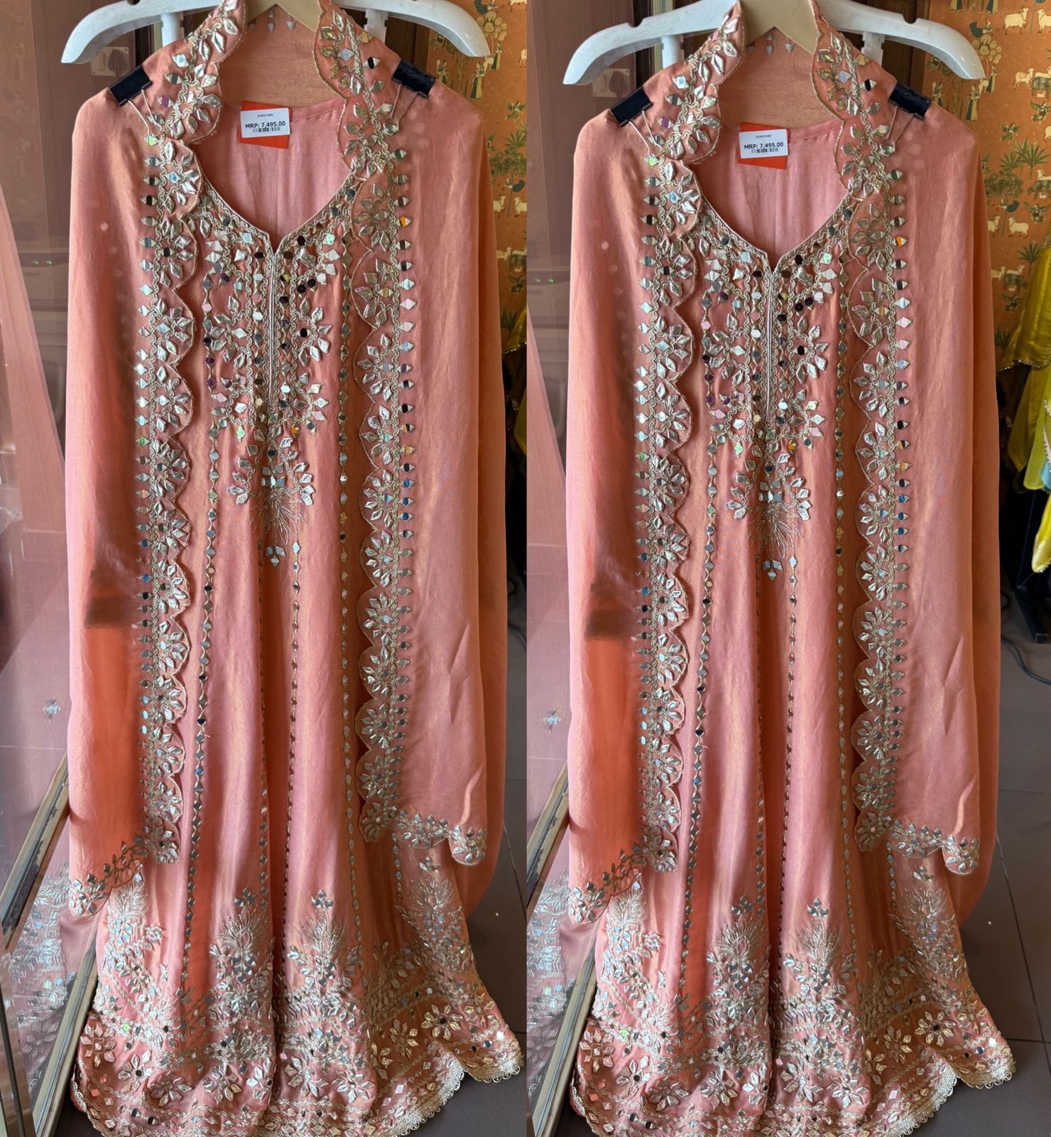 Pure shimmer tissue Stitched Anarkali