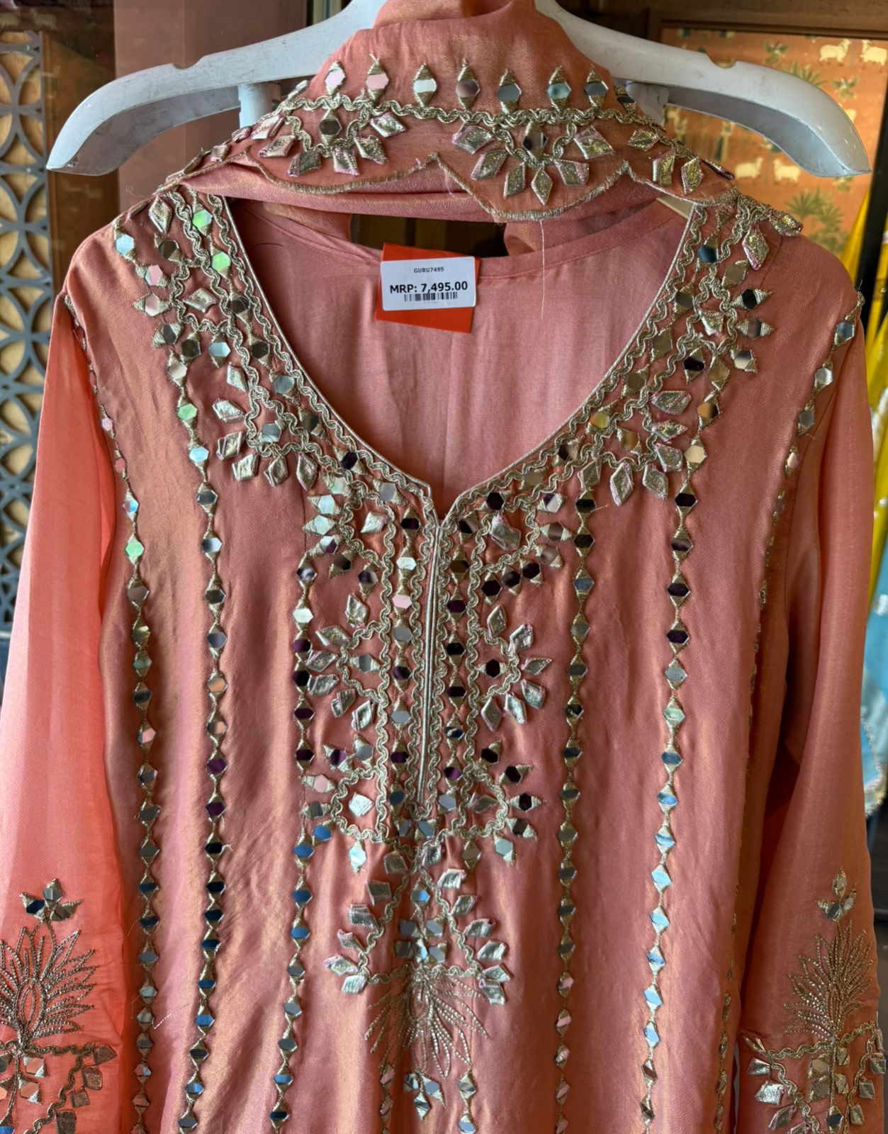 Pure shimmer tissue Stitched Anarkali