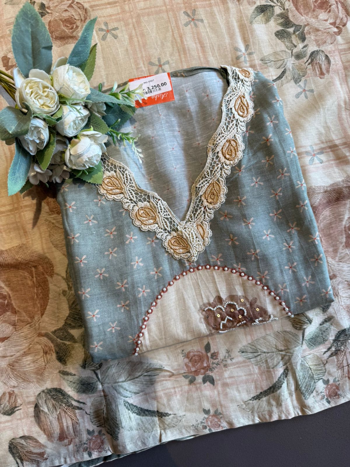 Floral Digiral Printed pure Linen Suit Set