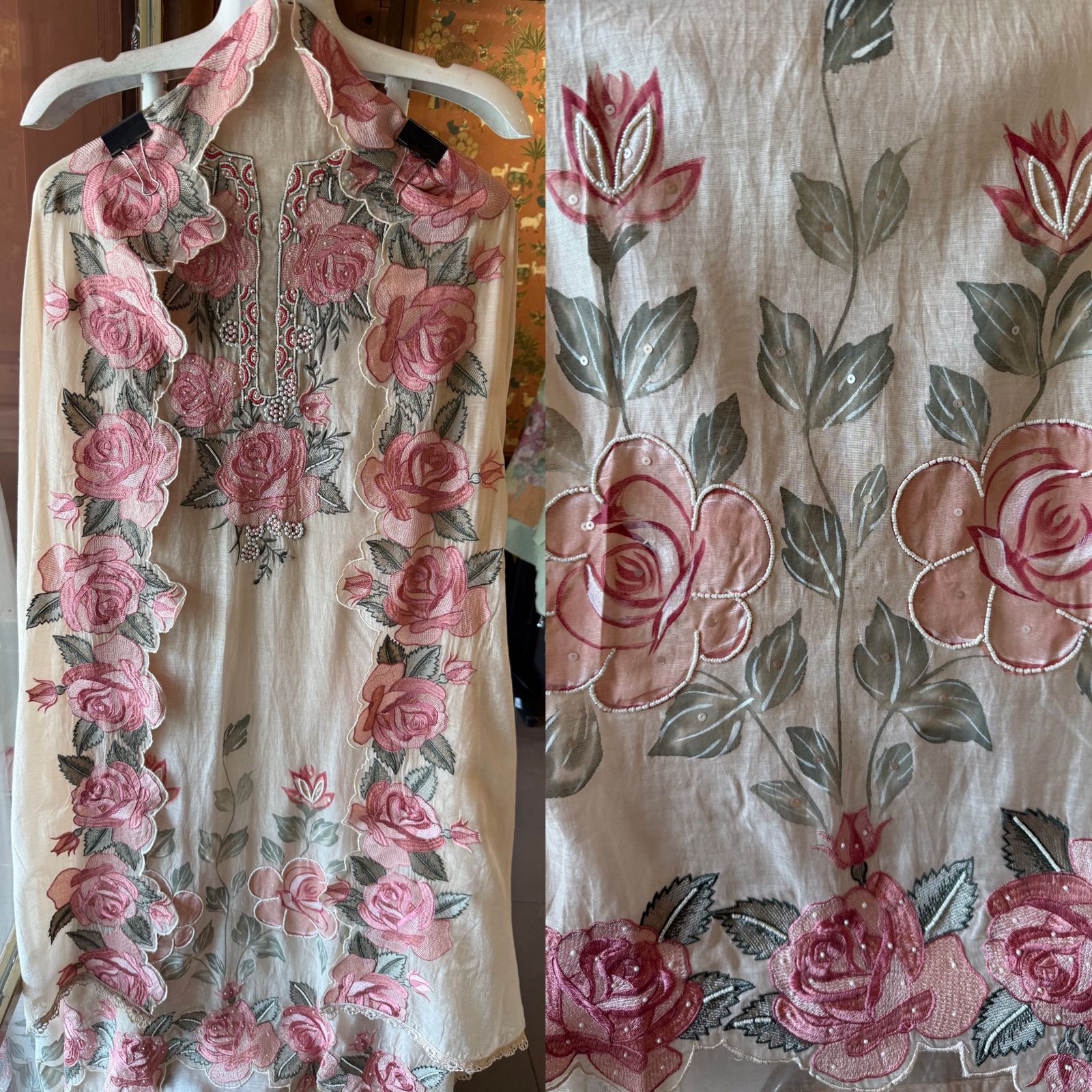 Floral Embroidered cutwork Suit set
