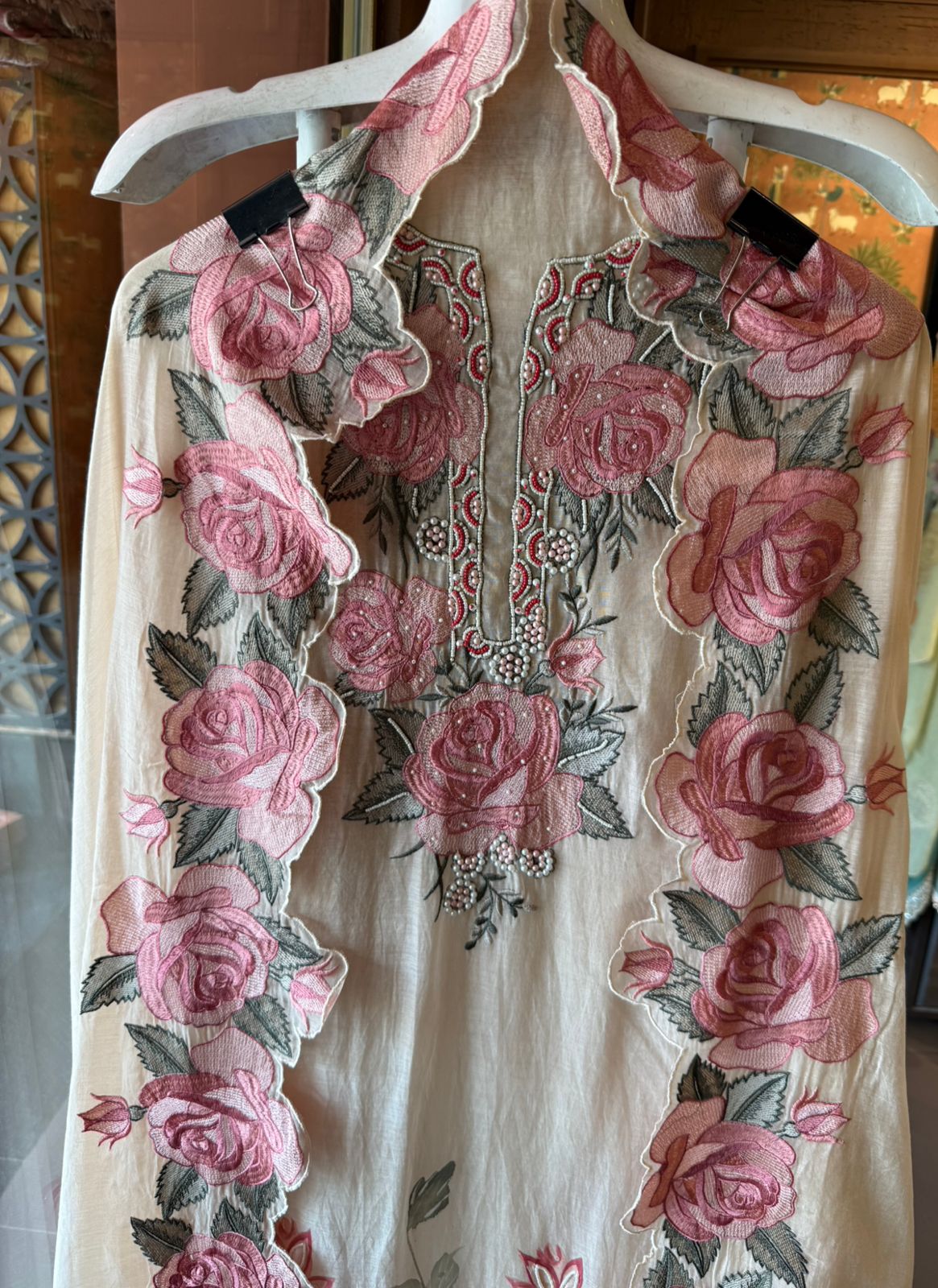 Floral Embroidered cutwork Suit set