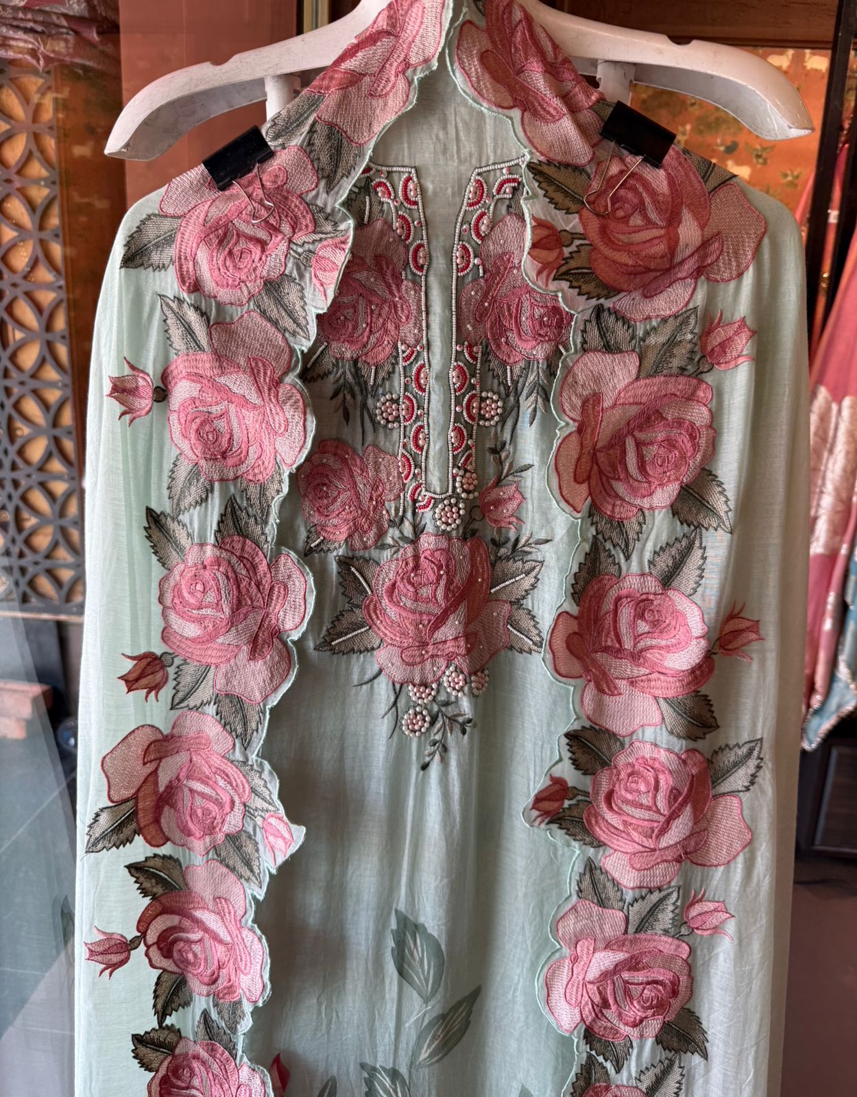 Floral Embroidered cutwork Suit set