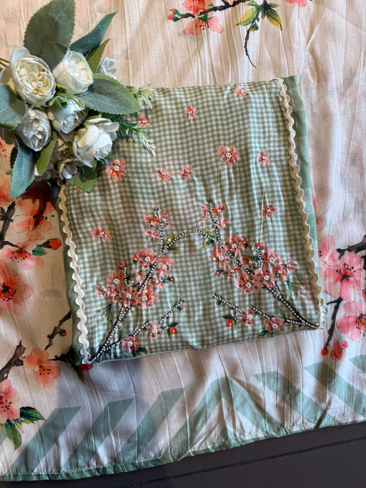 Mint Green Floral Printed Suit