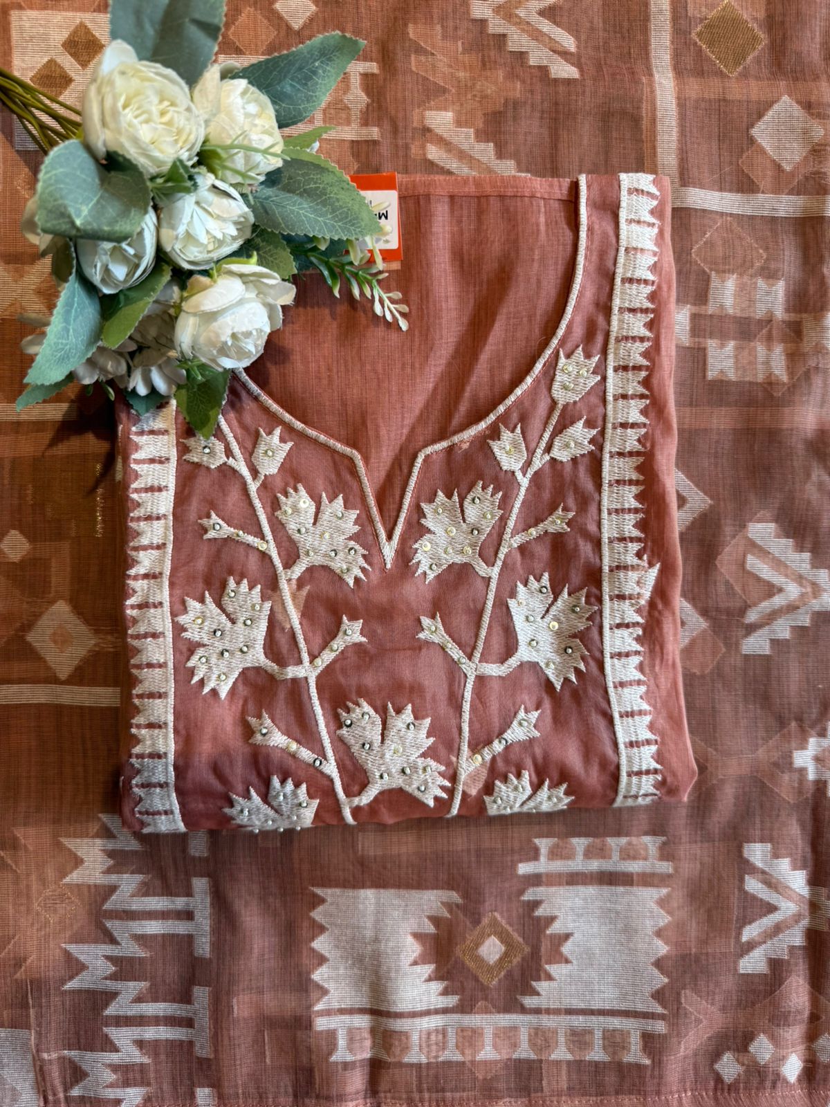 Modern ethnic rust suit set