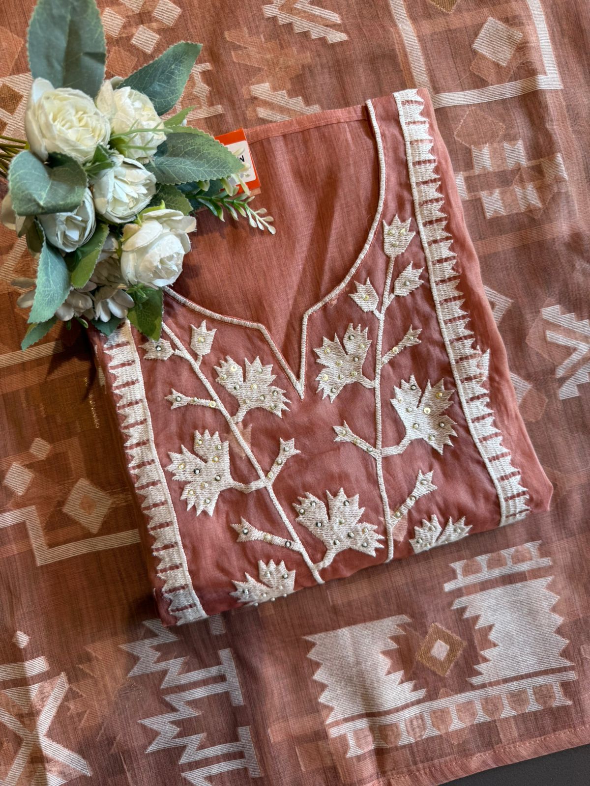 Modern ethnic rust suit set