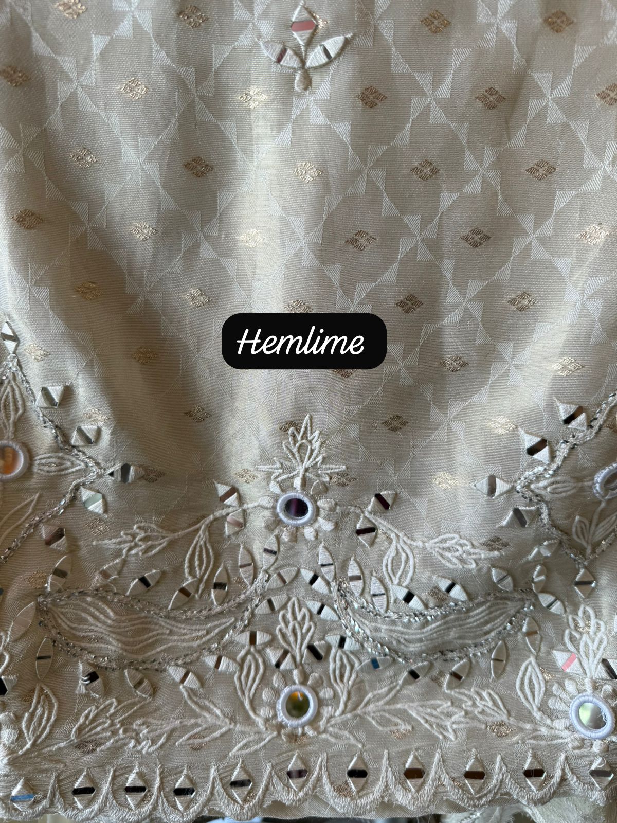 Ivory Mirror Work Stitched Sharara set