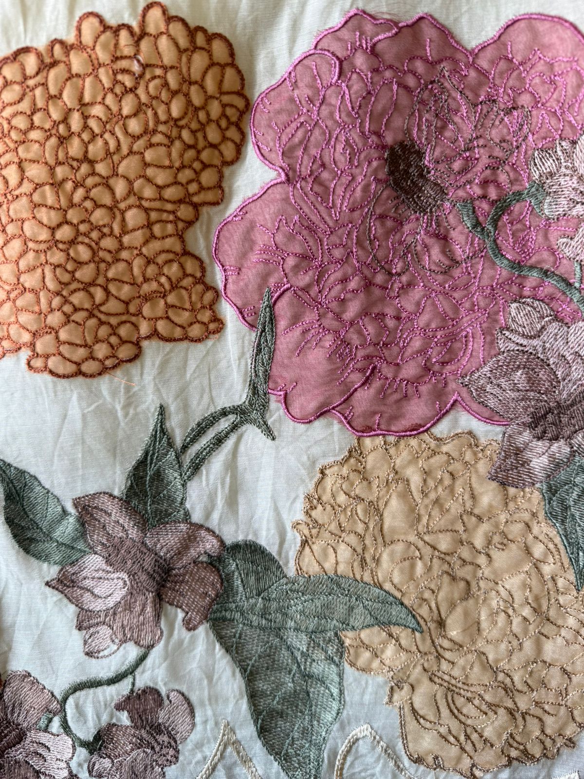Pastel Floral Appliqué Unstitched suit Set