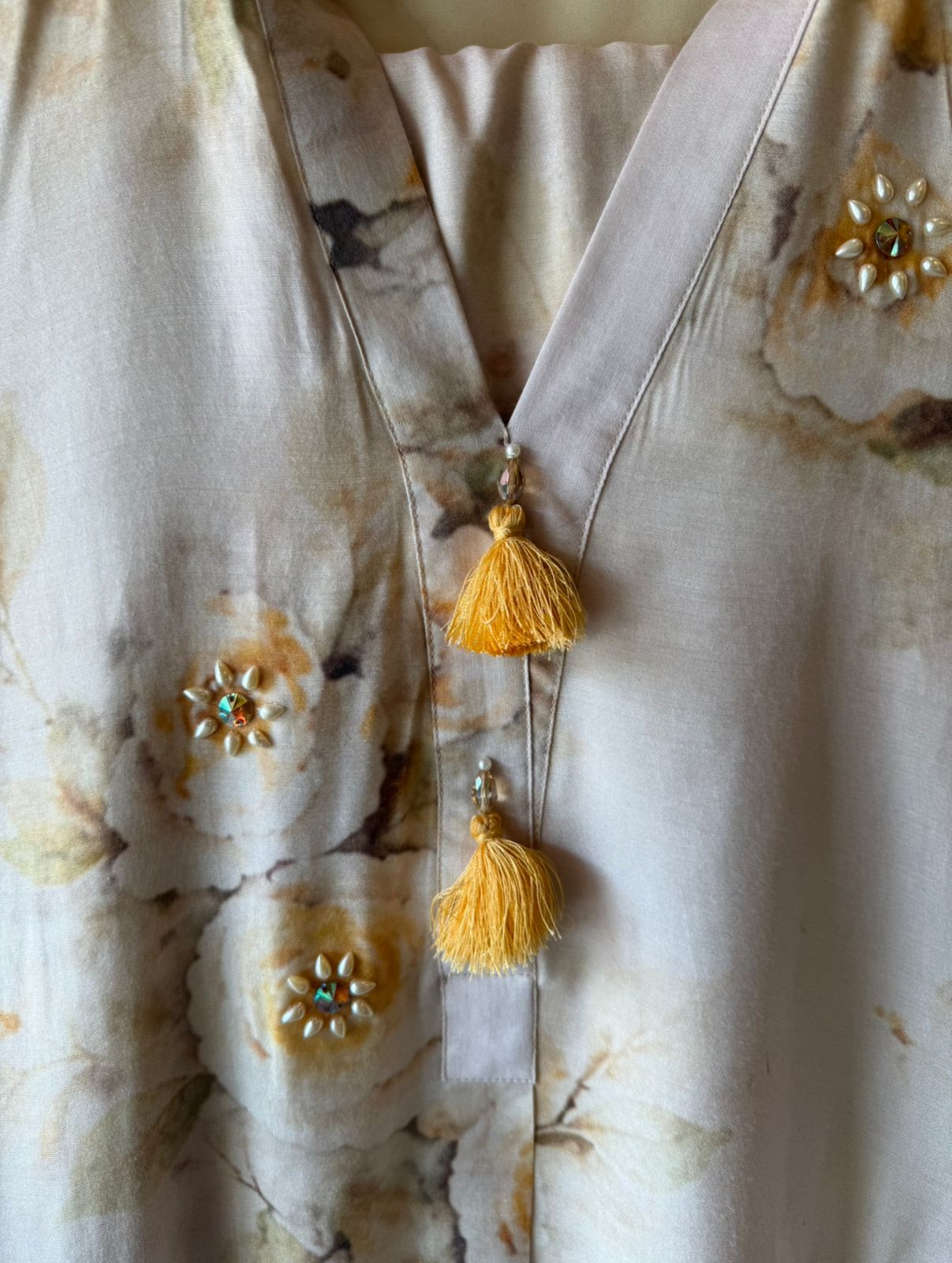 Ivory Floral Printed Kurta and pants set