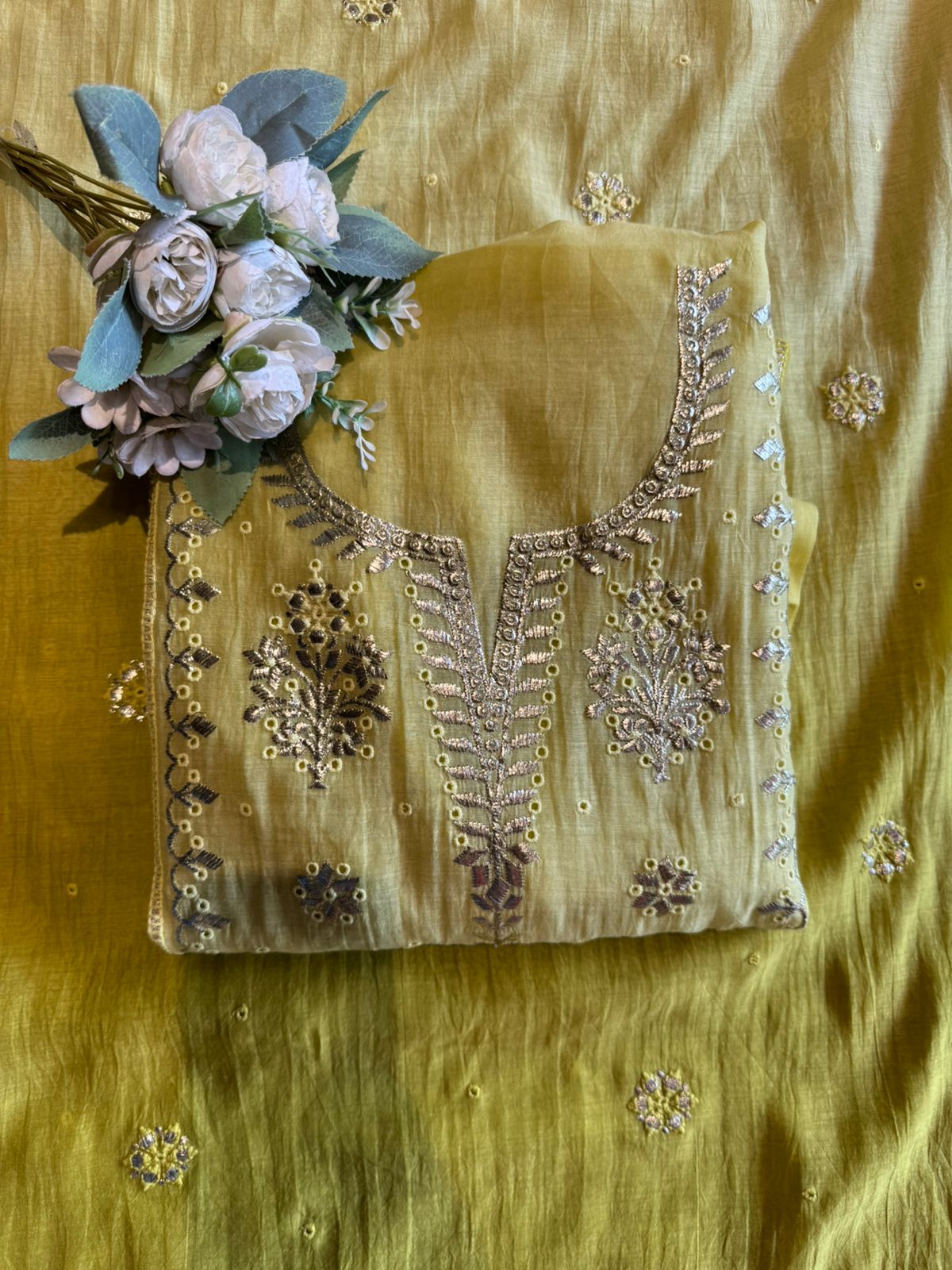 Ombre shaded Embroidered Suit Set