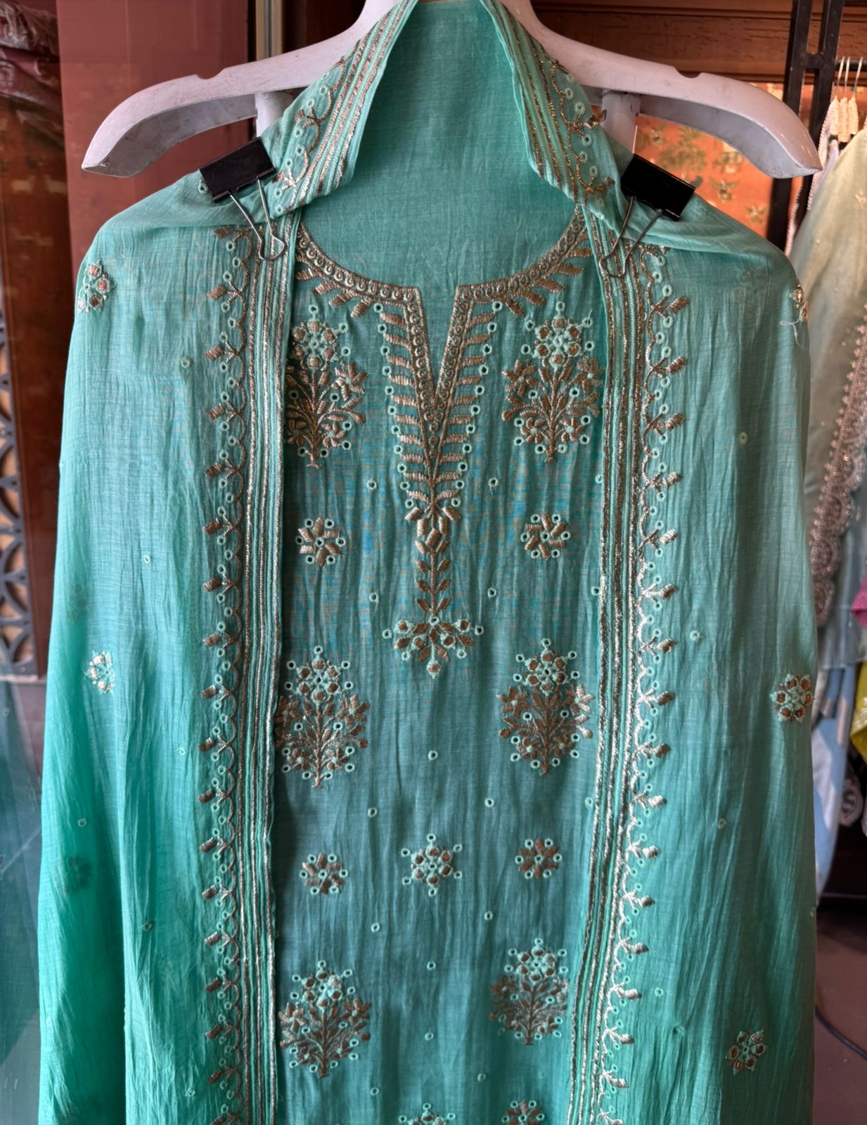Ombre shaded Embroidered Suit Set