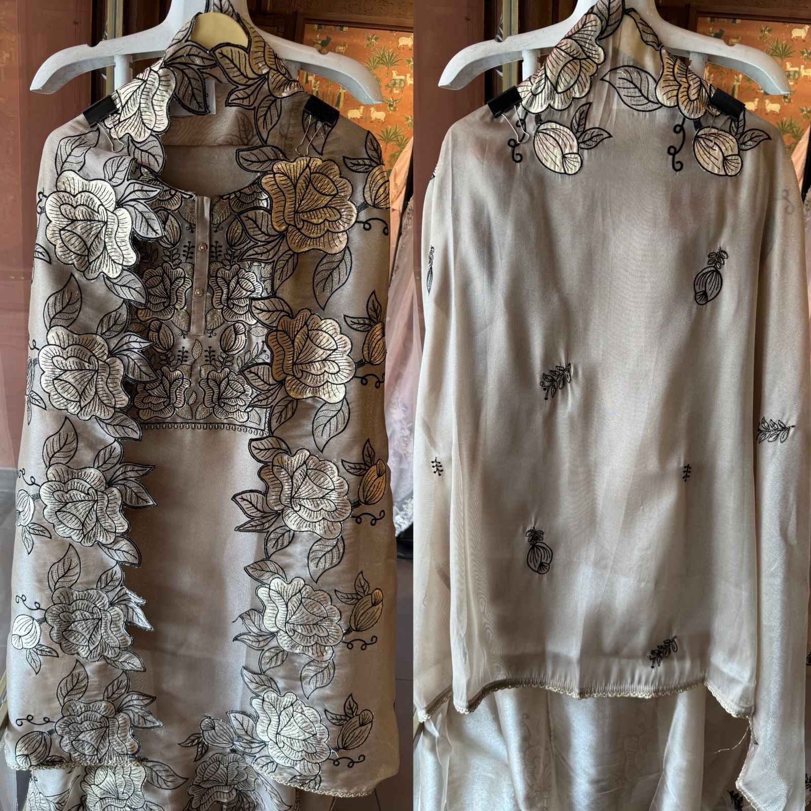 Floral Cutwork Embroidered Organza Suit Set